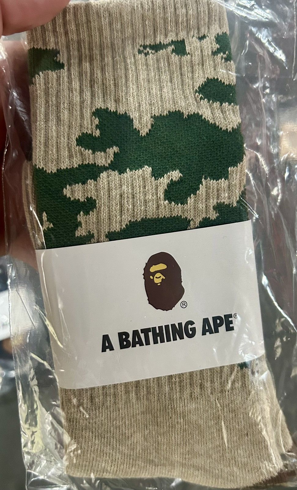 Bape BAPE Woodland Camo Crew Socks (Olive Drab) | A Bathing Ape Size ONE SIZE - 1 Thumbnail