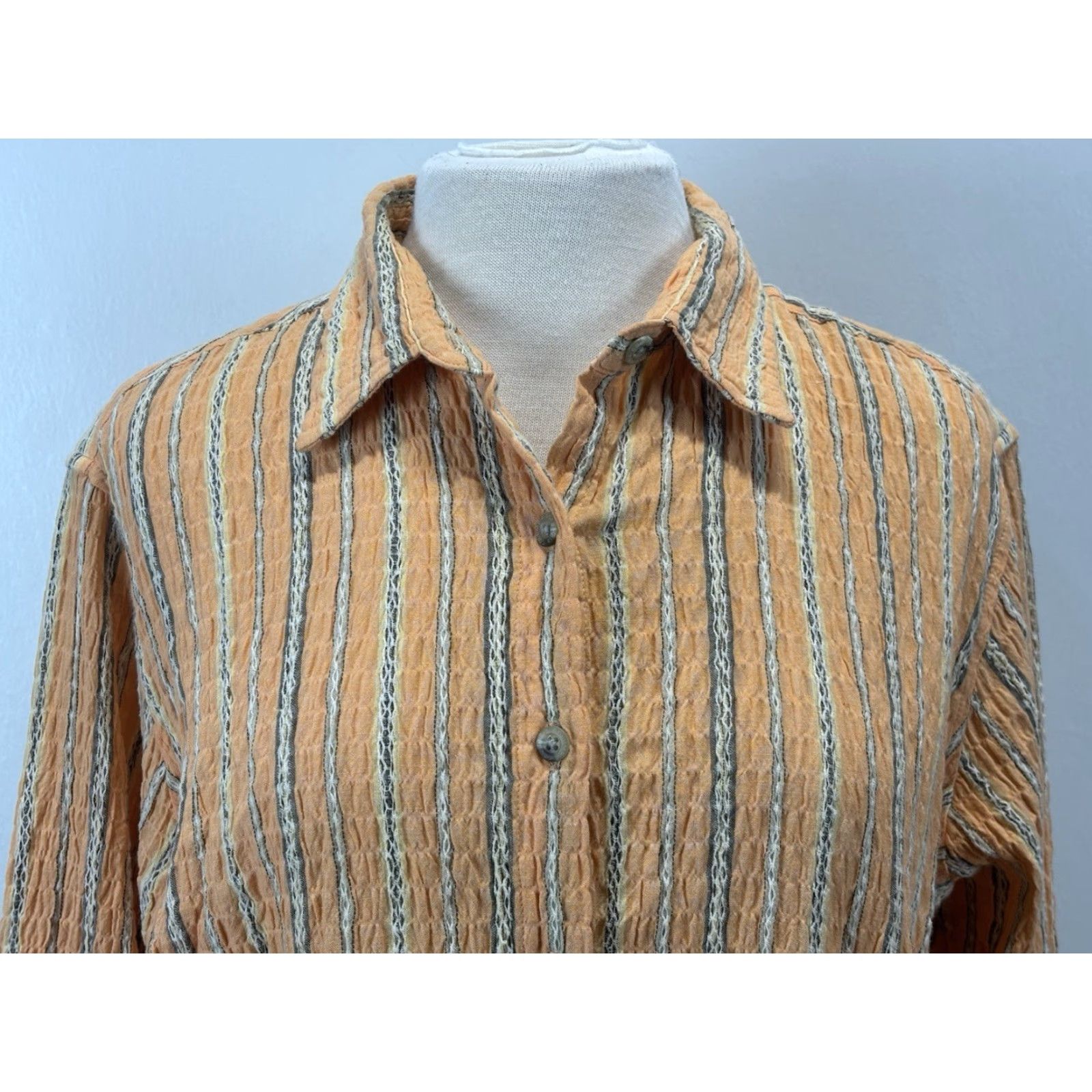 X-LARGE Columbia Crinkle Button Up Shirt Sz X-Large Women’s Striped Gauze Hiking Outdoor Size XL / US 12-14 / IT 48-50 - 5 Thumbnail