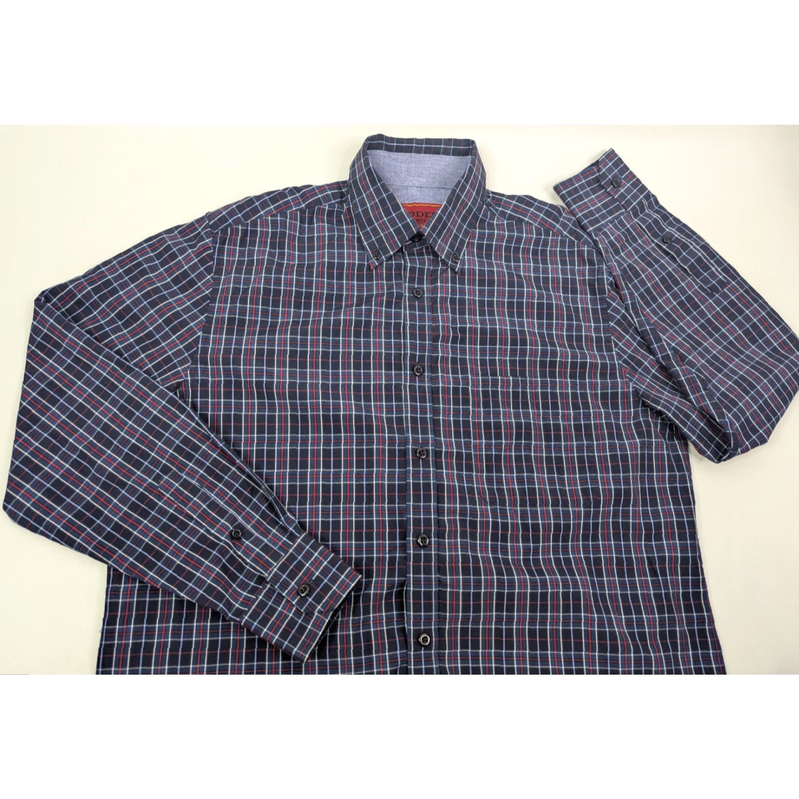Vintage Rodeo Clothing Co. Men's Blue Plaid Long Sleeve Shirt Button Down Size Medium Size US M / EU 48-50 / 2 - 2 Thumbnail