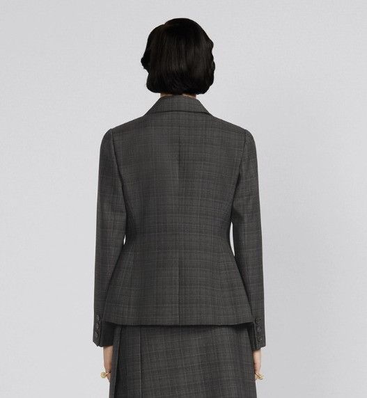 Dior o1w1db10824 Checked Fitted Jacket in Gray Size M / US 6-8 / IT 42-44 - 6 Thumbnail