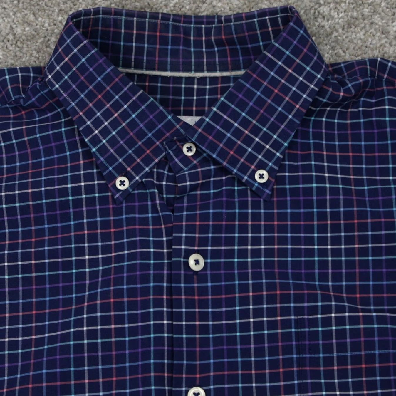 Peter Millar Peter Millar Shirt Mens Large Blue/Red/Purple Cotton Stretch L/S Button Down Size US L / EU 52-54 / 3 - 4 Thumbnail