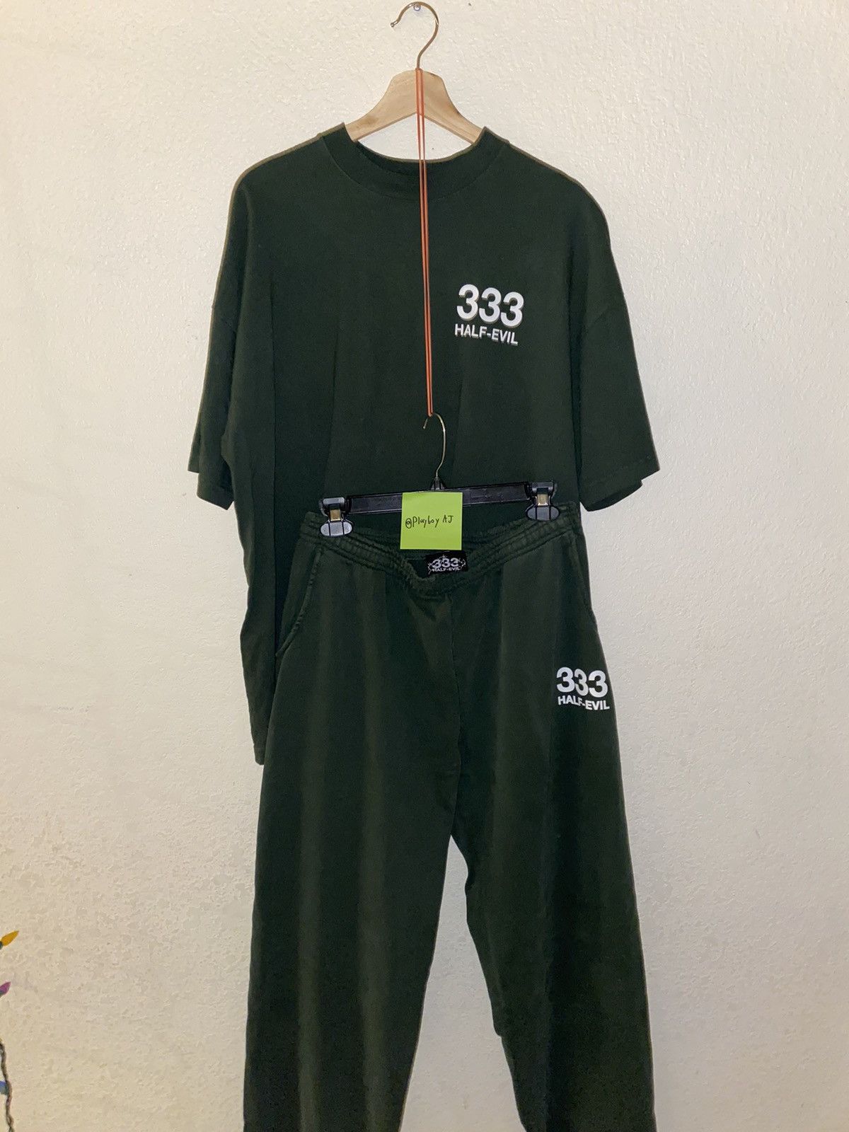 image of Half Evil Green Logo T-Shirt And Sweatpant (Green, Xl), Men's