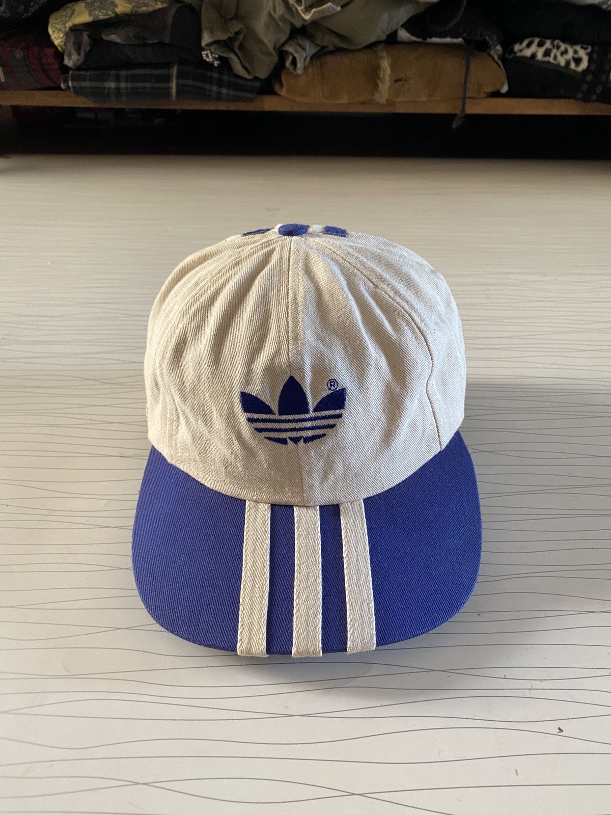 Adidas Vintage Adidas White Blue Cap Hat Size ONE SIZE - 1 Thumbnail