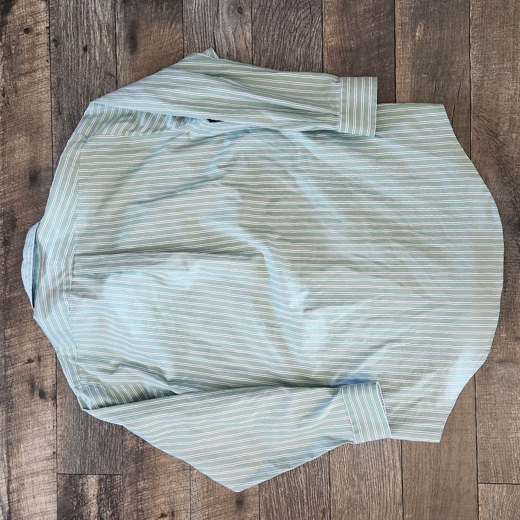 Lands' End Lands' End Shirt Mens 16-1/2 33 XL Green Stripe Tailored Fit Tall No Iron Oxford Shirt Mens Long Sleeve Button-Up Global Odds? Size US XL / EU 56 / 4 - 3 Thumbnail