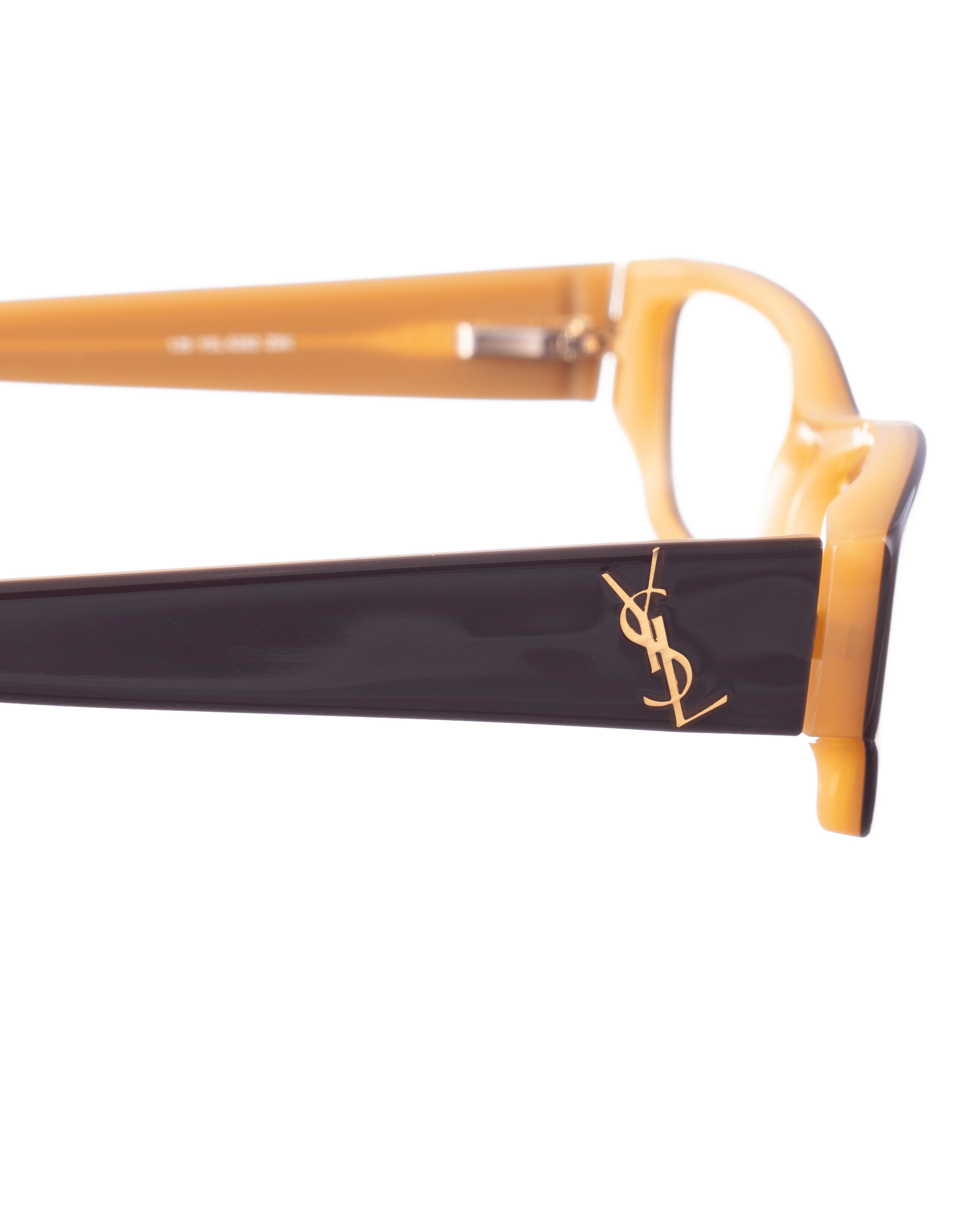 Yves Saint Laurent Yves Saint Laurent 00s Beige and Black Glasses Gold Logo Size ONE SIZE - 2 Thumbnail