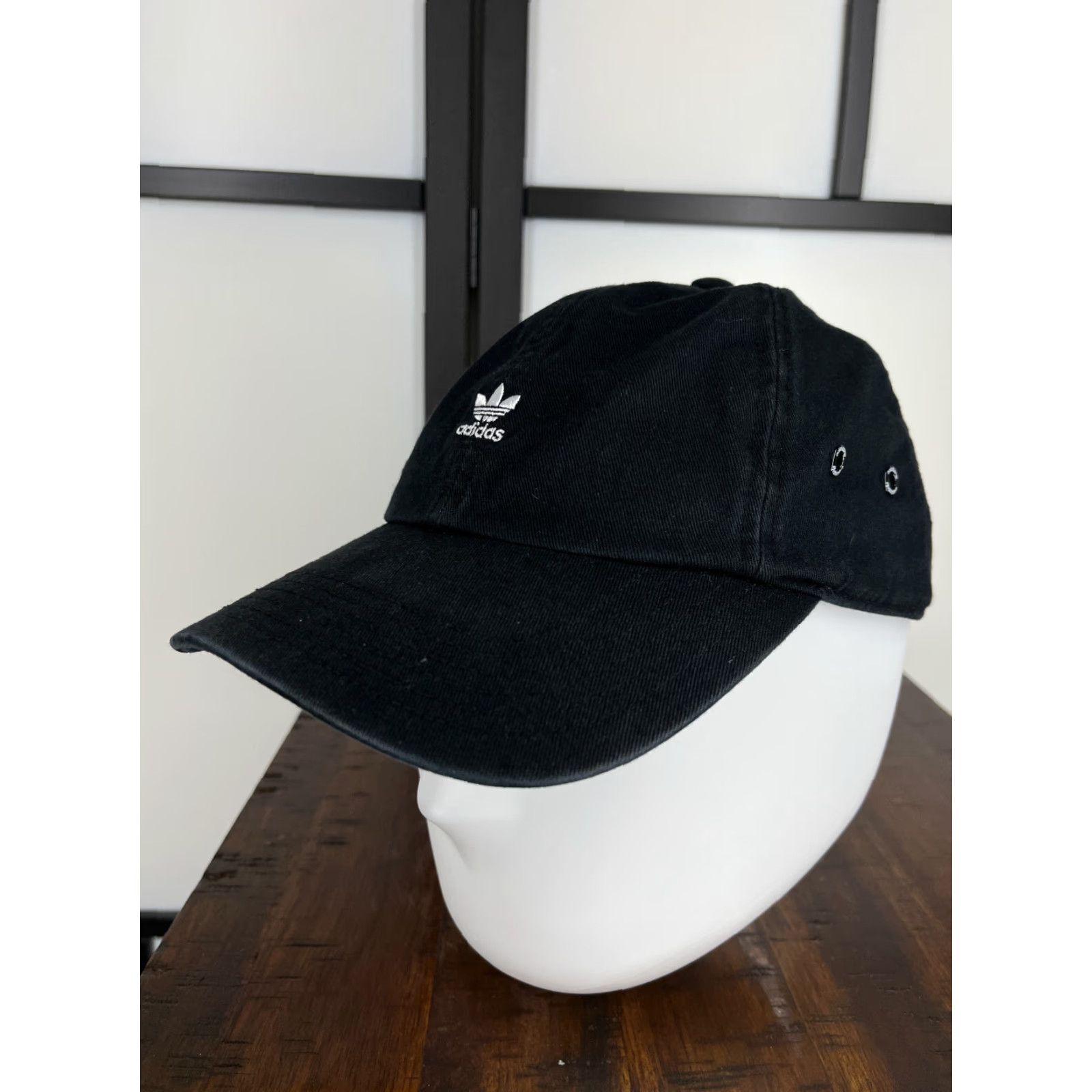 Adidas Adidas Hat Cap Strap Back Adult One Size Black Cotton Embroidered 3 Stripe Twill Size ONE SIZE - 4 Thumbnail