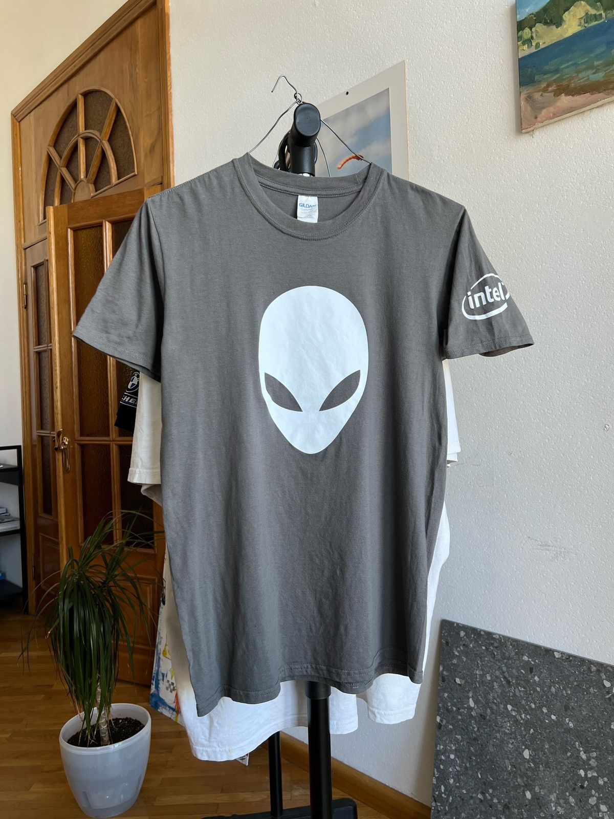 Alien Workshop × Band Tees × Vintage Vintage ALIENWARE by Intel Printed Alien Head T Shirt Size US M / EU 48-50 / 2 - 1 Thumbnail