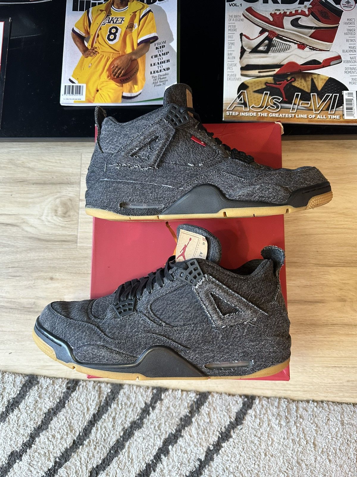 image of Levi’S X Air Jordan 4 Retro ‘Black Denim’ Shoes, Men's (Size 12)