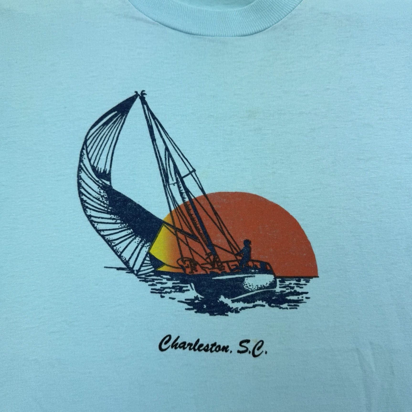 Vintage VINTAGE Charleston South Carolina T Shirt Sailboat Beach Ocean 1980s Graphic Mens L Blue Beach Nautical 80s Shirts Size US L / EU 52-54 / 3 - 3 Thumbnail