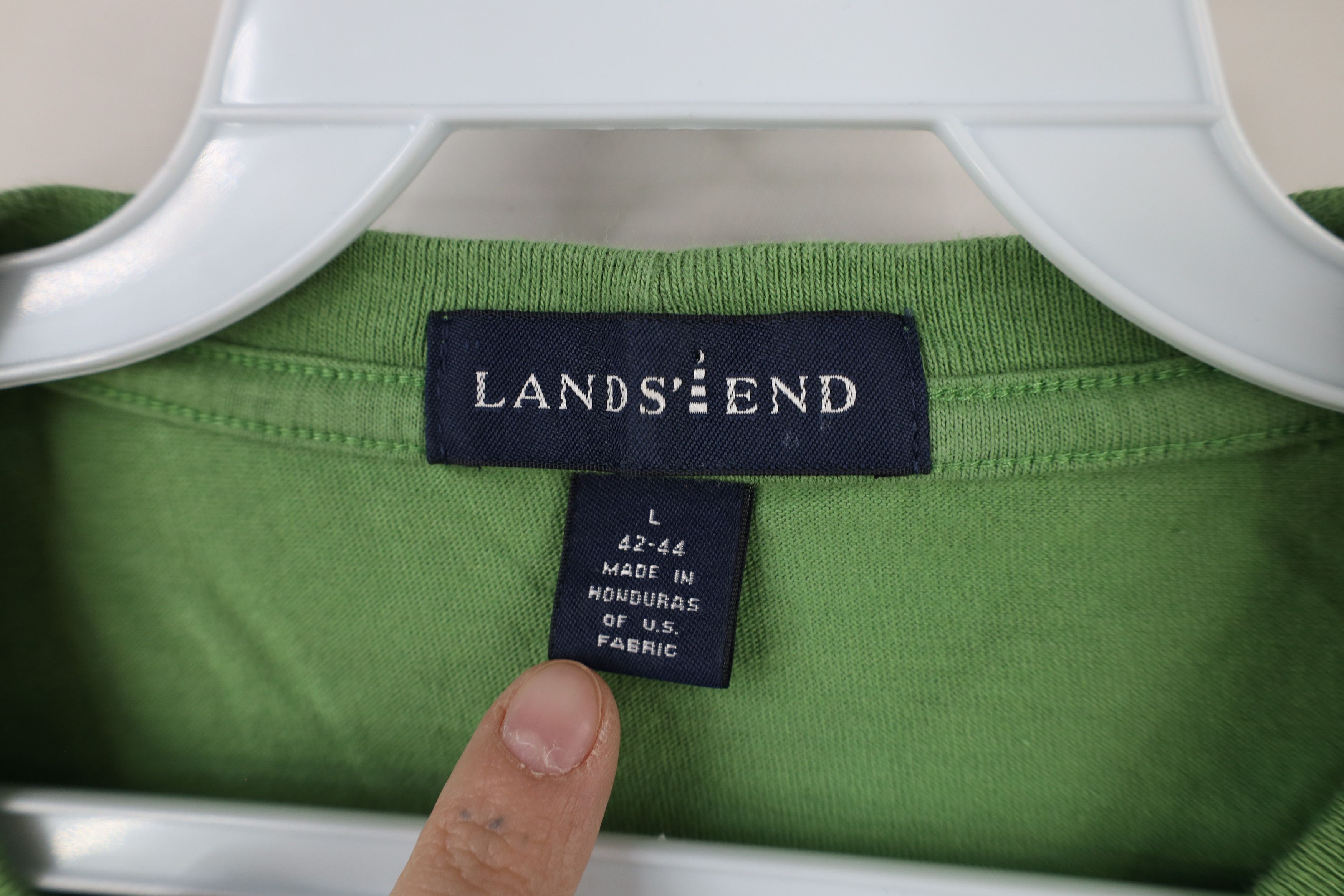 Lands' End × Vintage Vintage 90s Lands End Blank Cotton Pocket T-Shirt Lime Green Size US L / EU 52-54 / 3 - 5 Thumbnail