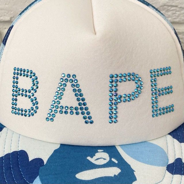 Bape BAPE CRYSTAL STONE ABC CAMO Blue trucker hat cap APE Size ONE SIZE - 2 Thumbnail
