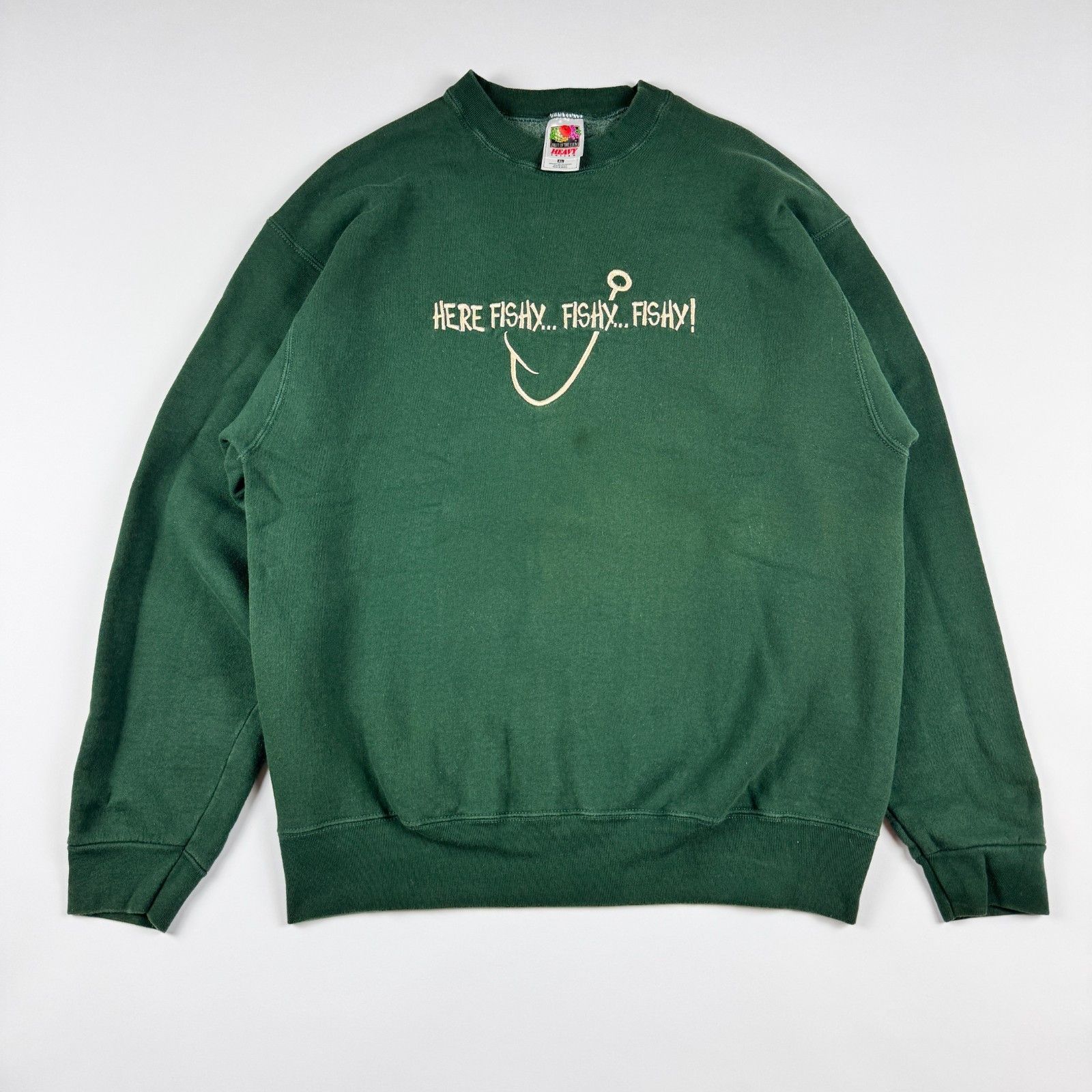 Fruit Of The Loom Vtg Fruit of the Loom Fishing XL Green Embroidered 90s Size US XL / EU 56 / 4 - 2 Thumbnail
