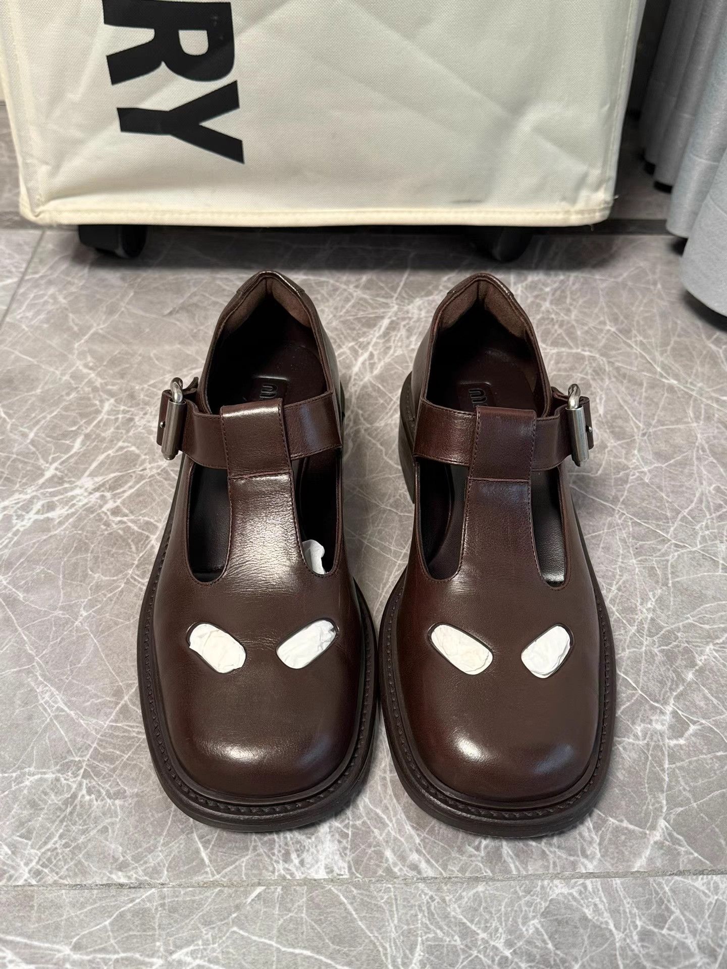 Miu Miu Miu Miu Cut-Out T-Strap Platform Mary Janes K6 Size US 7.5 / IT 37.5 - 2 Thumbnail