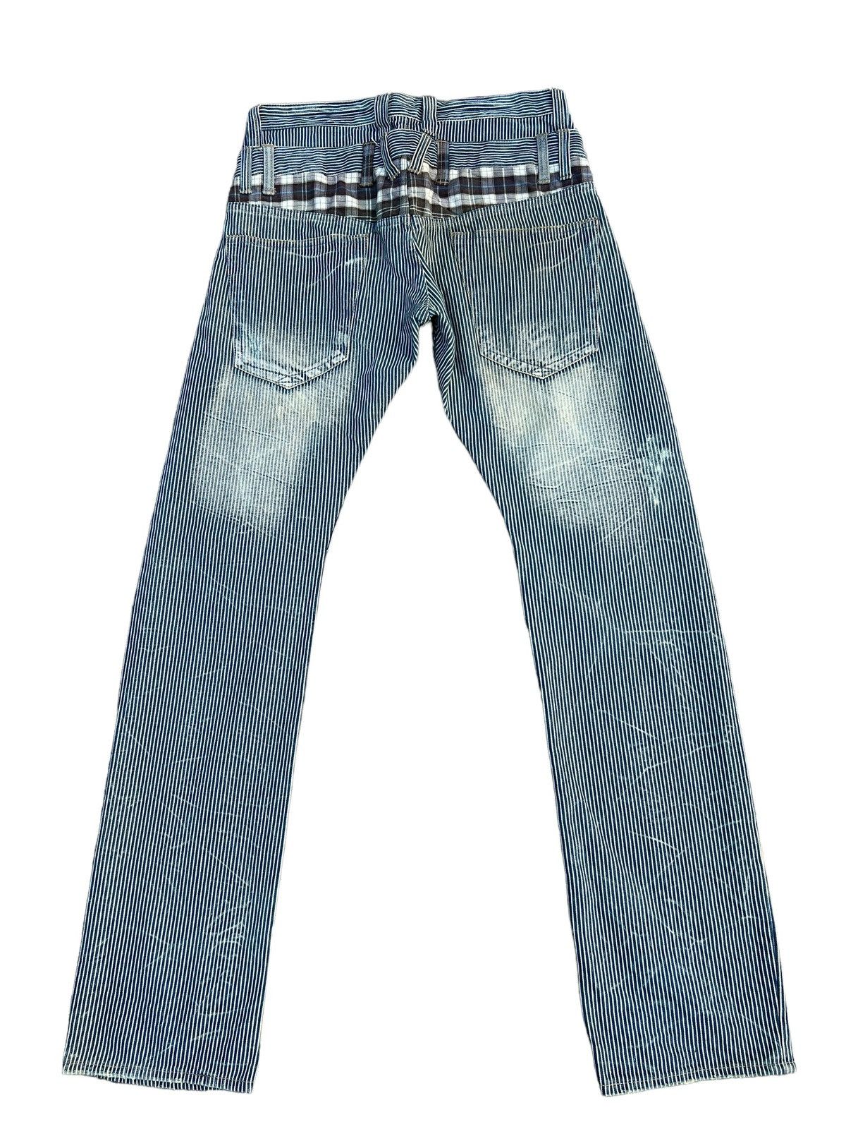 Vintage Dominated Handcrafted Double Waist Hickory Striped Denim Size US 31 - 2 Thumbnail
