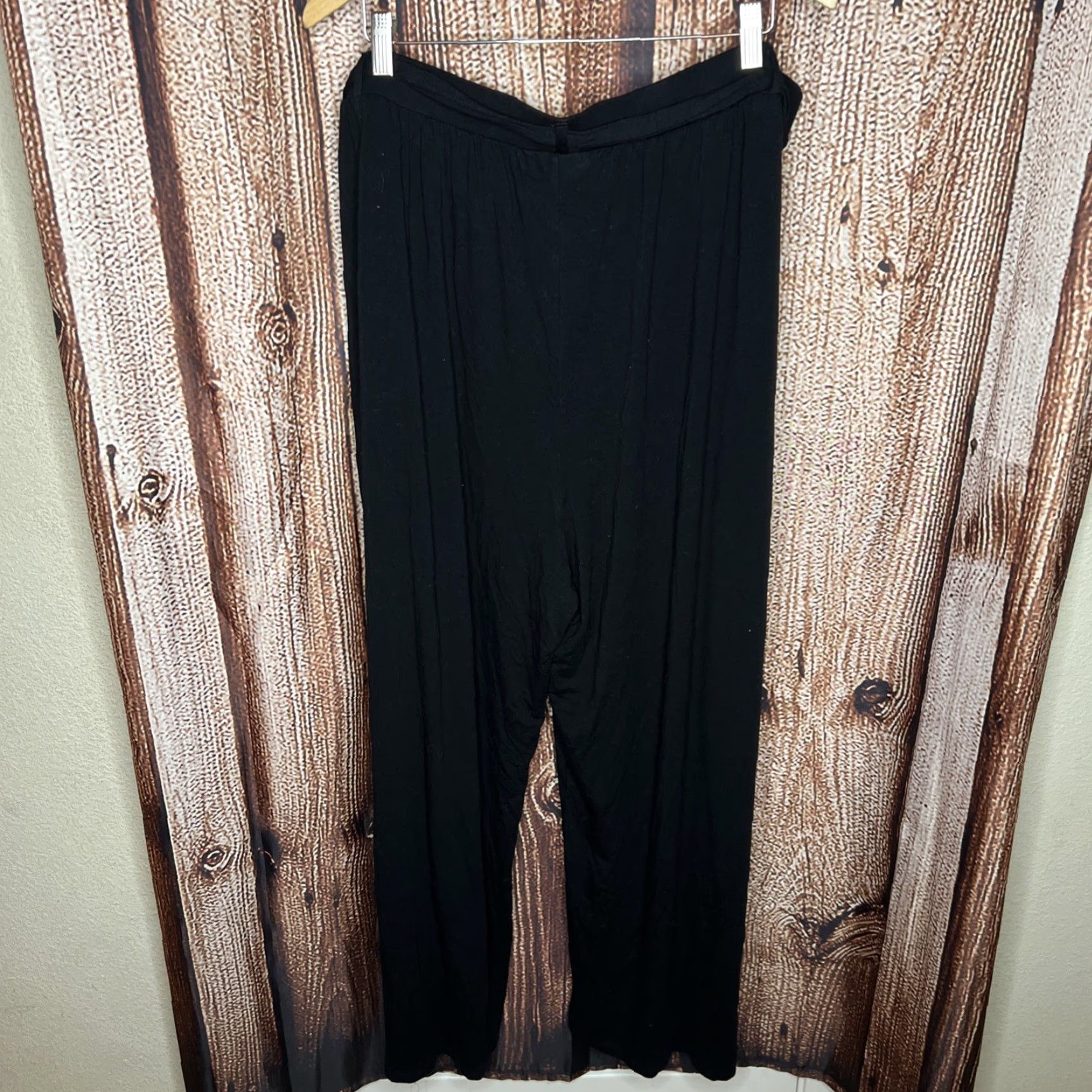 Vintage ASOS Curve Womens Size 18 Black High Rise Pocketed Wide Leg Pants Dress Pants Size 40" / US 18 - 3 Thumbnail