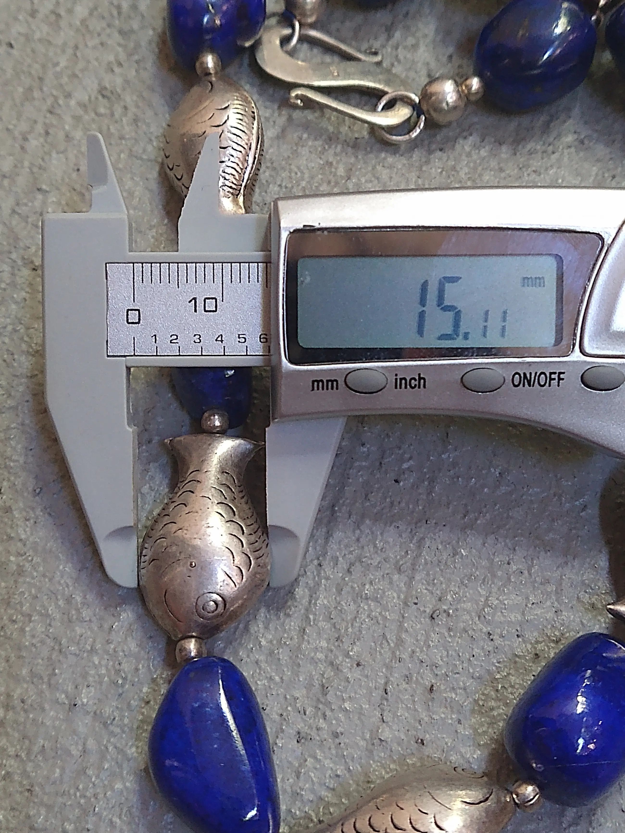 Jewelry Sterling Silver Necklace Fish Lapis Lazuli Size ONE SIZE - 16 Thumbnail