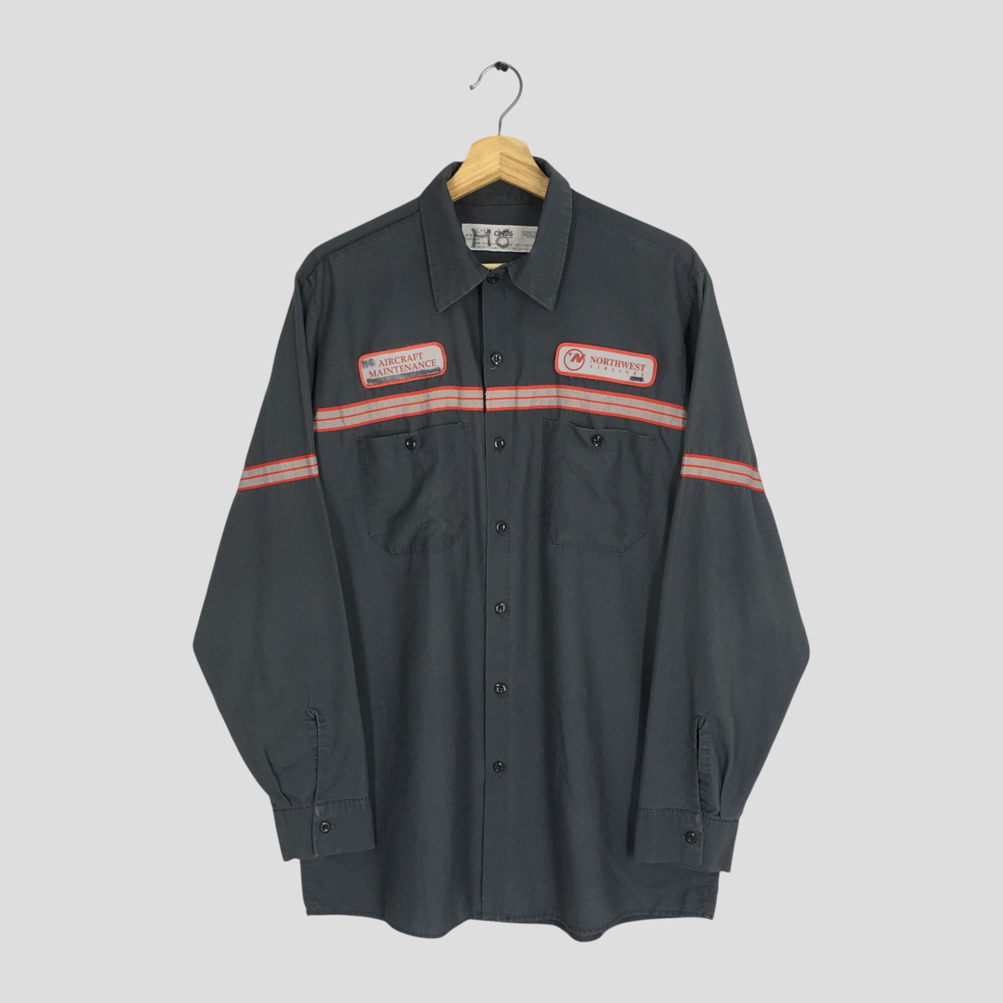 Cintas Vintage 90's Cintas Northwest Airlines Gray Worker Shirt Size US L / EU 52-54 / 3 - 1 Thumbnail