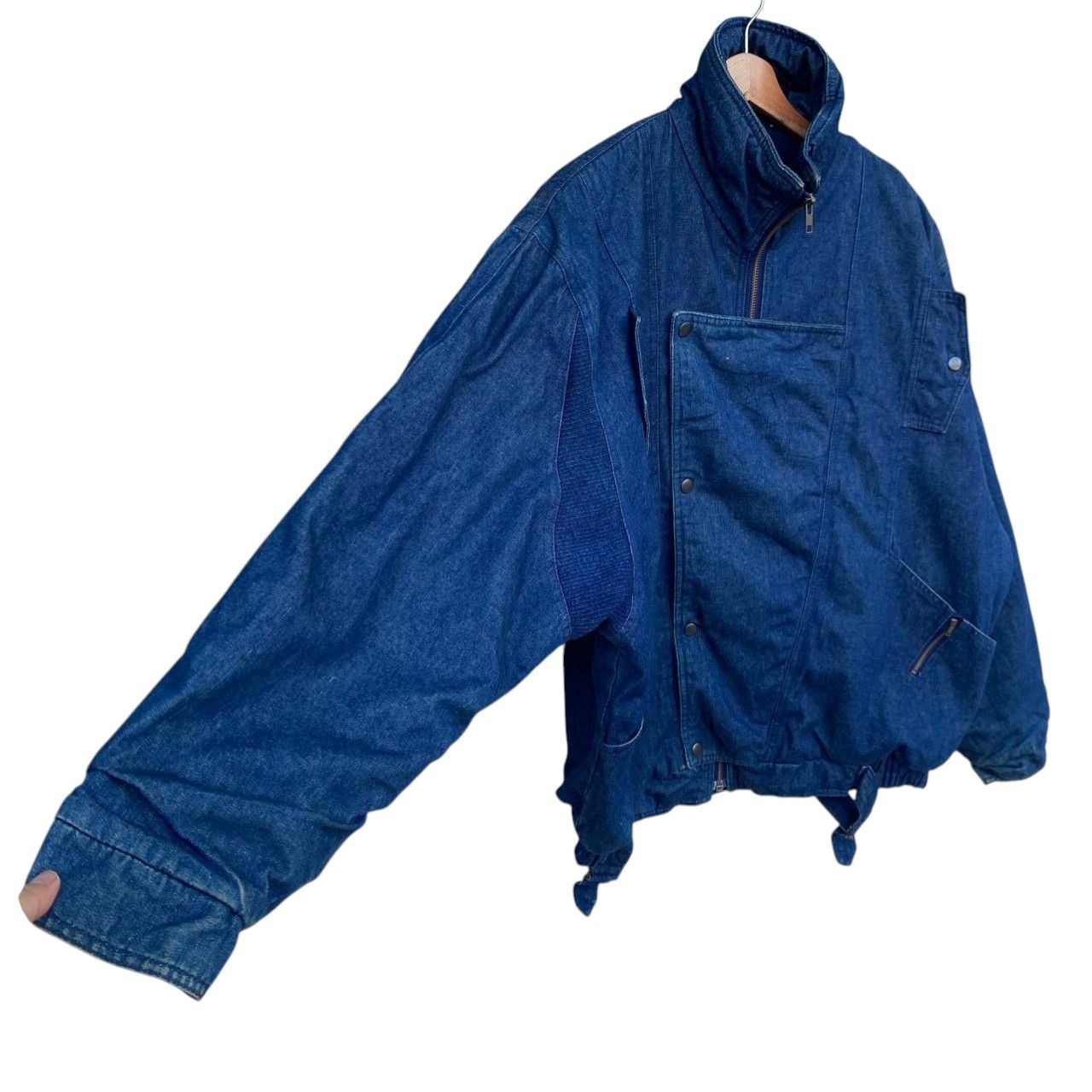 Vintage Vintage 90s Asymmetric Denim Bomber Jacket Like Issey Miyake Size US L / EU 52-54 / 3 - 4 Thumbnail
