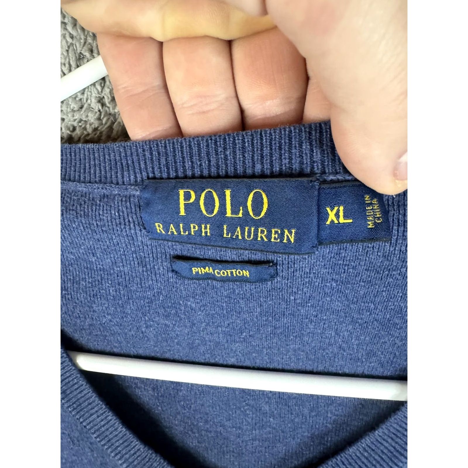 Polo Ralph Lauren Polo Ralph Lauren Sweater Mens XL Blue Pima Cotton Knit V-Neck Pullover Size US XL / EU 56 / 4 - 6 Thumbnail