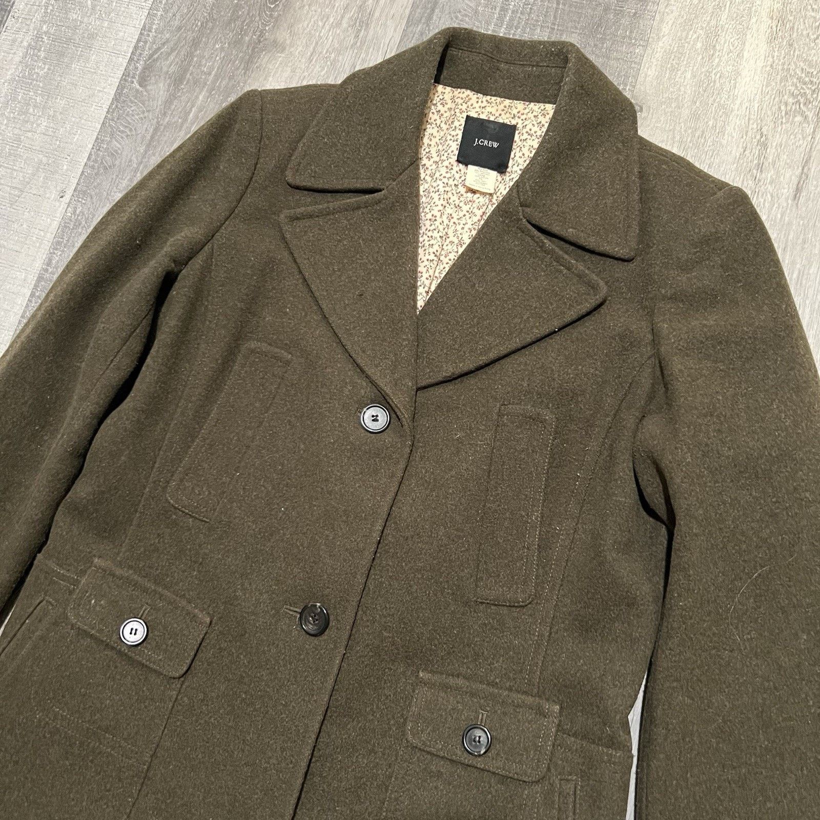 J.Crew VTG J Crew Womens Wool Car Military Long Trench Overcoat 40" Size M / US 6-8 / IT 42-44 - 3 Thumbnail