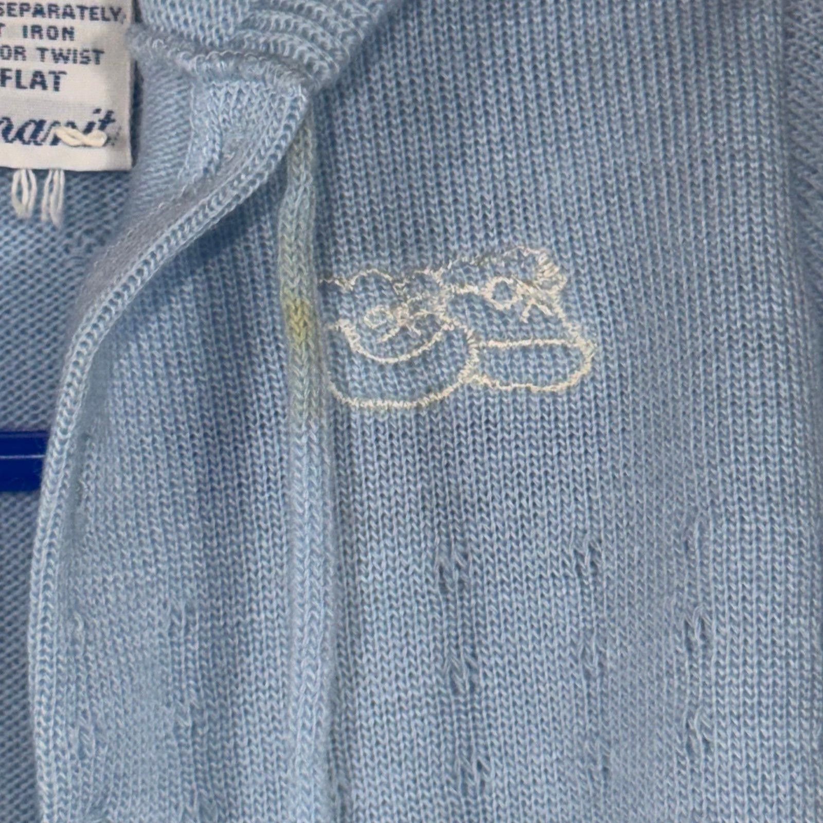 Other Vintage Friemanit Baby Blue Knit Hooded 6 Month Cardigan Size US XXS / EU 40 - 2 Thumbnail