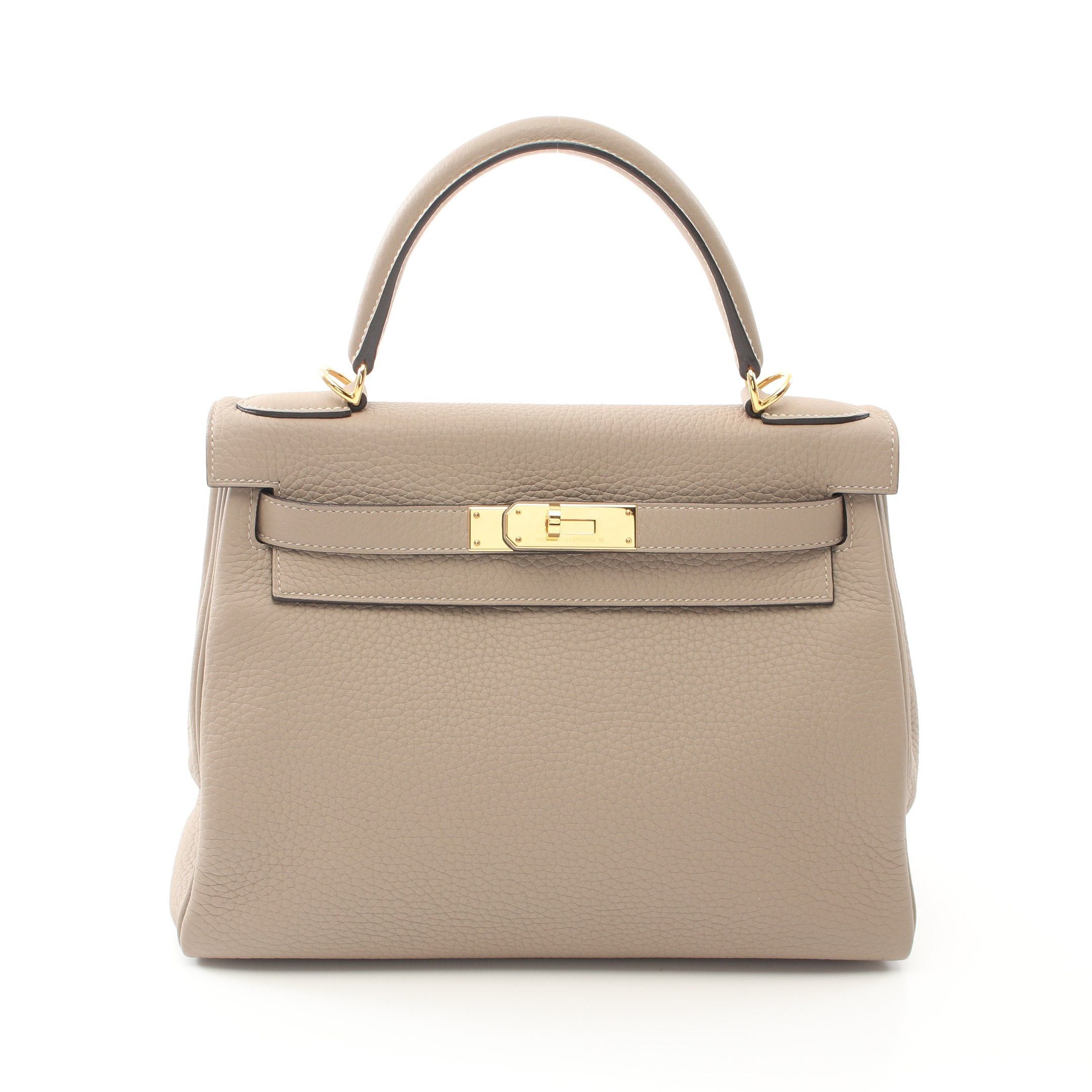 Hermes Hermes Kelly28 Trench Handbag Togo Gray Beige Gold Hardware Inner Stitch Personal Order Z Stamp Size ONE SIZE - 1 Thumbnail