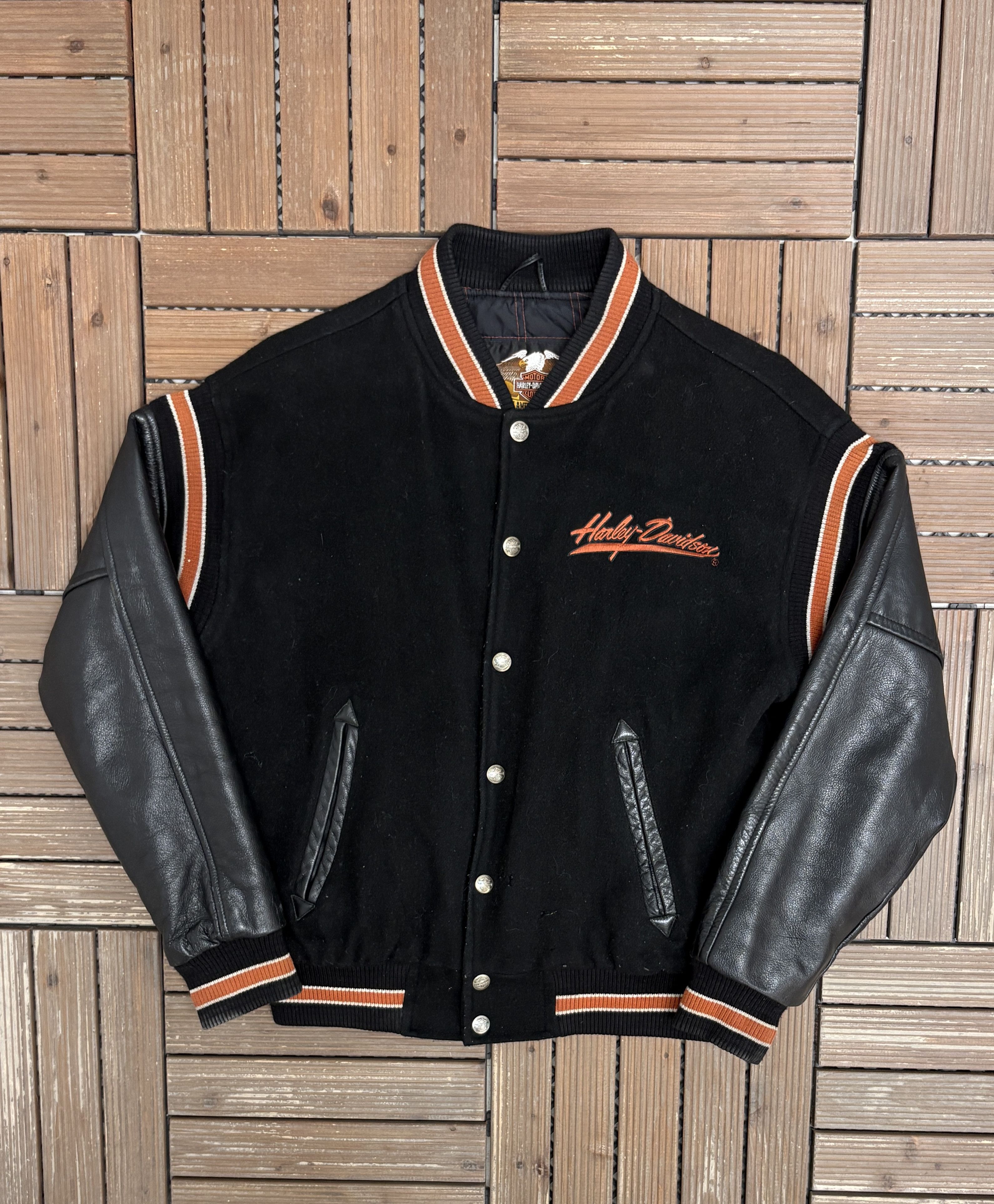 Vintage Harley Davidson Embroidered Vintage Black Bomber Jacket Size US S / EU 44-46 / 1 - 1 Thumbnail