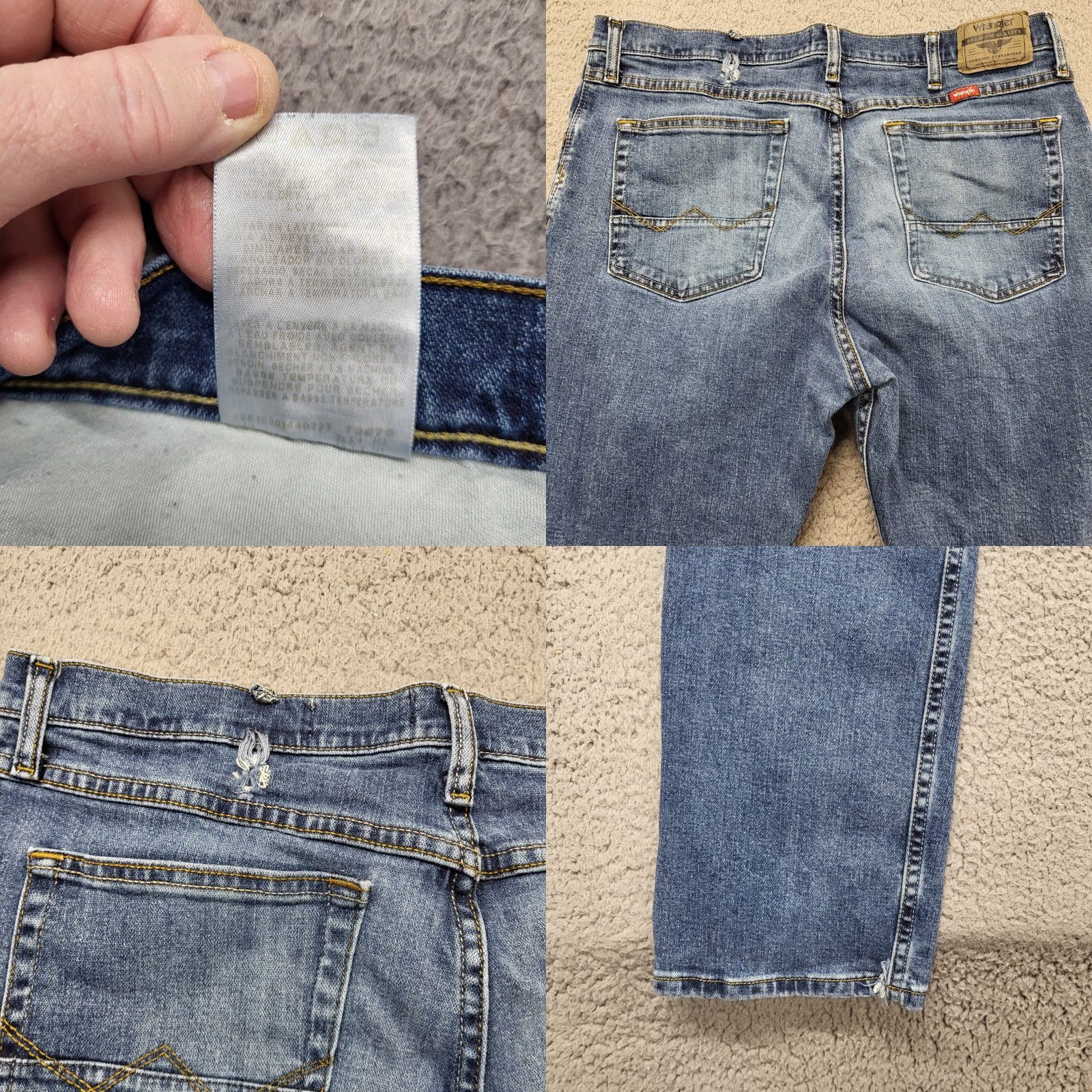 Wrangler Wrangler Jeans Mens 36x32 Denim Slim Straight Blue Stretch 5-Pocket Cowboy Cut Wrangler Cowboy Cut Mens Jeans Size US 36 / EU 52 - 9 Thumbnail