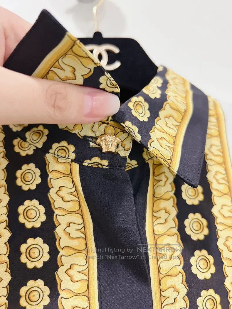 Versace Versace Black gold baroque mulberry silk shirt top Size US M / EU 48-50 / 2 - 3 Thumbnail