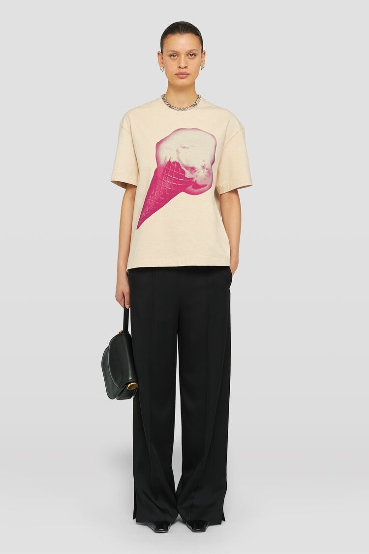 Jil Sander o1w1db10825 Print T-Shirt in Cream Size M / US 6-8 / IT 42-44 - 3 Thumbnail
