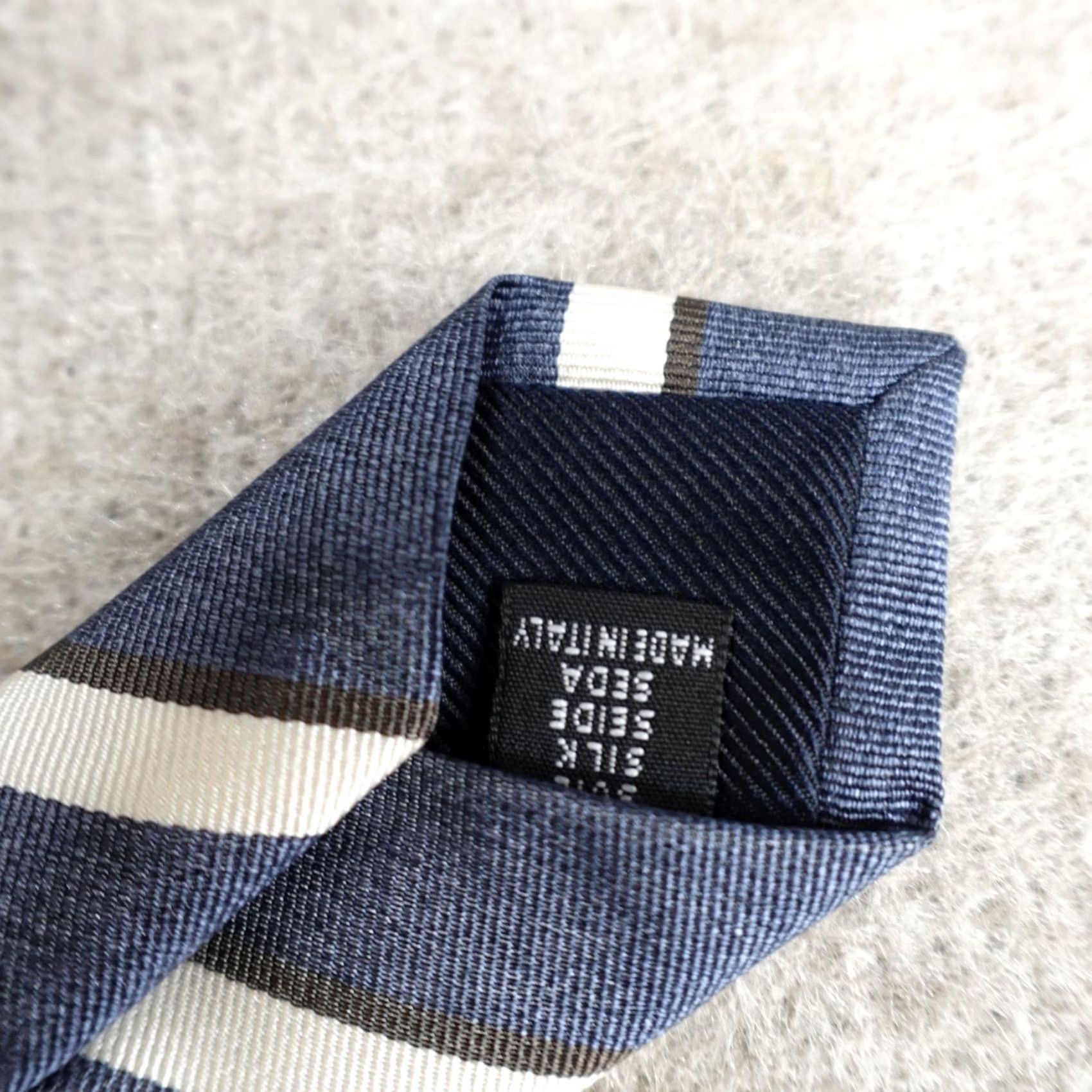 Corneliani Corneliani Tie Blue Striped Repp Silk Made in Italy Men Classic 57-60 Adjustable Handmade Silk Tie Mens Size ONE SIZE - 5 Thumbnail