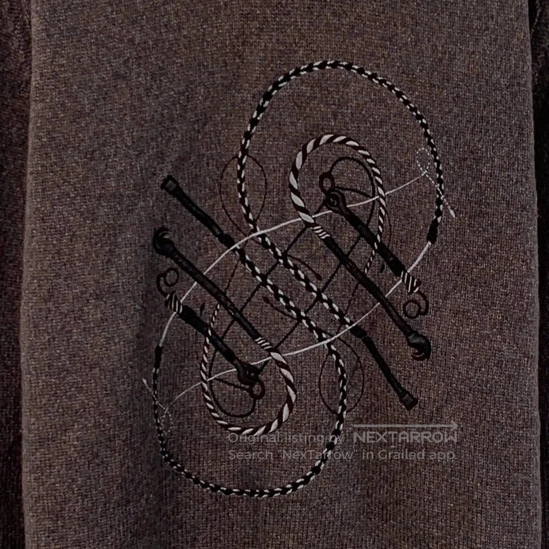 Hermes Hermes Brown Cashmere Embroidered Sweater. Size US XXL / EU 58 / 5 - 4 Thumbnail