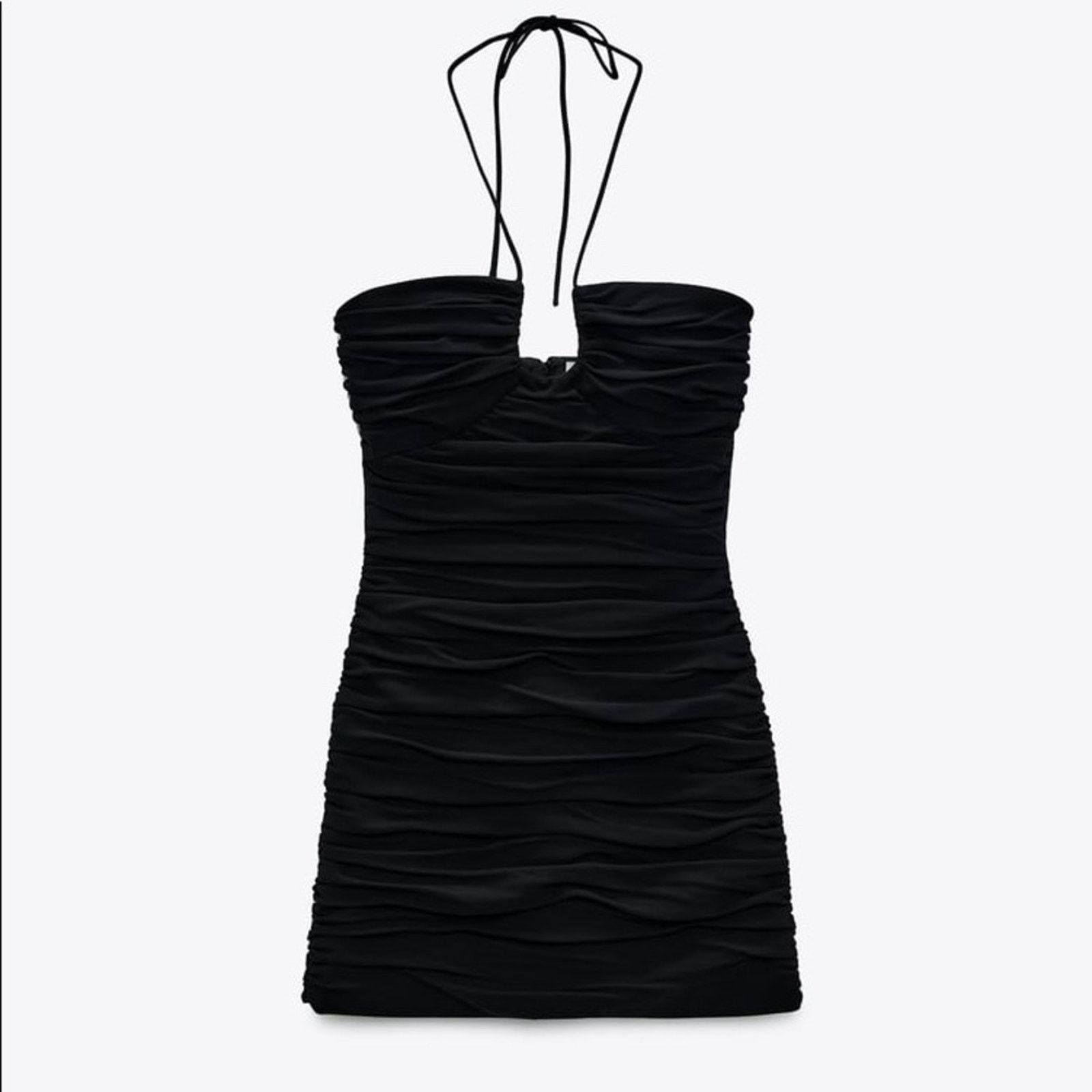Zara ZARA BLOGGER FAVORITE DRAPED MINI DRESS BLACK Size XS / US 0-2 / IT 36-38 - 15 Thumbnail
