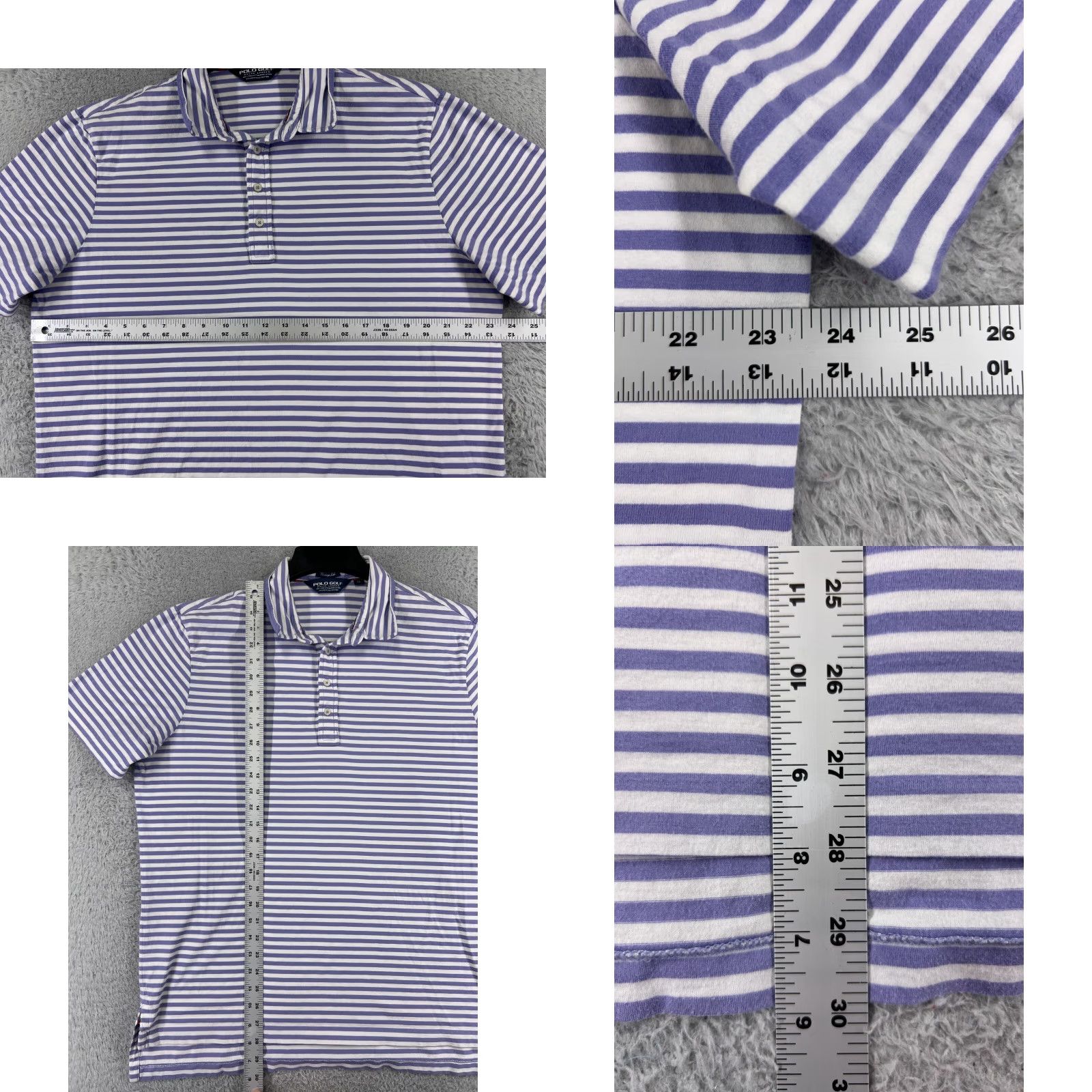 Ralph Lauren VINTAGE Ralph Lauren Polo Shirt Mens XL Blue Striped Cotton Golf 44 Chest 28 in Short Sleeve Slim Size US XL / EU 56 / 4 - 8 Thumbnail