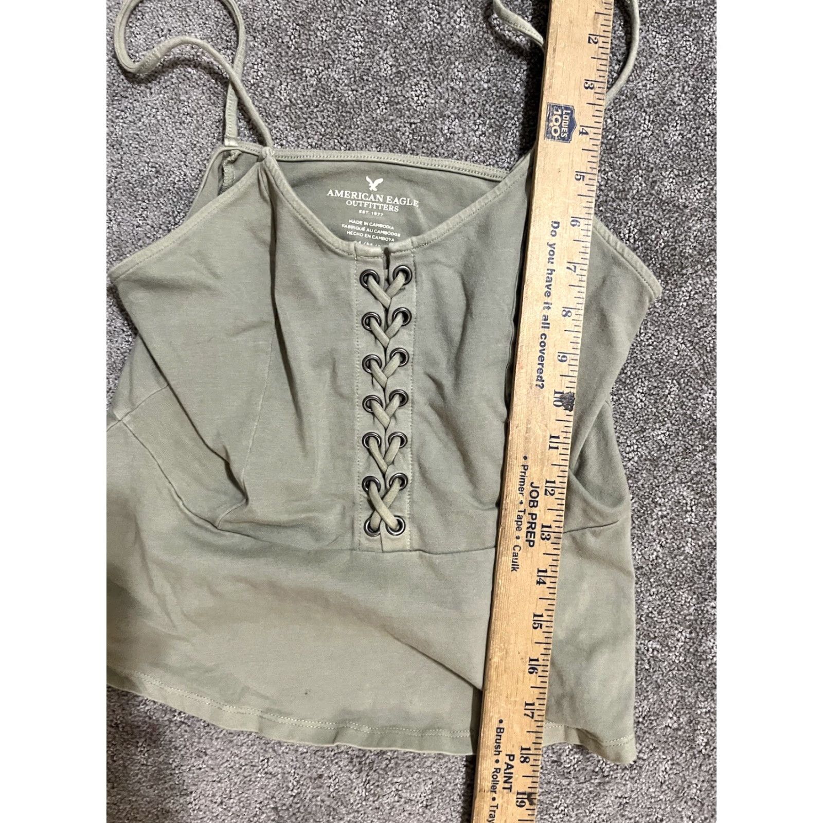 American Eagle Outfitters American Eagle Outfitters Women's Camisole Medium Green Tie Front Sleeveless Bohemian Tank Size ONE SIZE - 5 Thumbnail