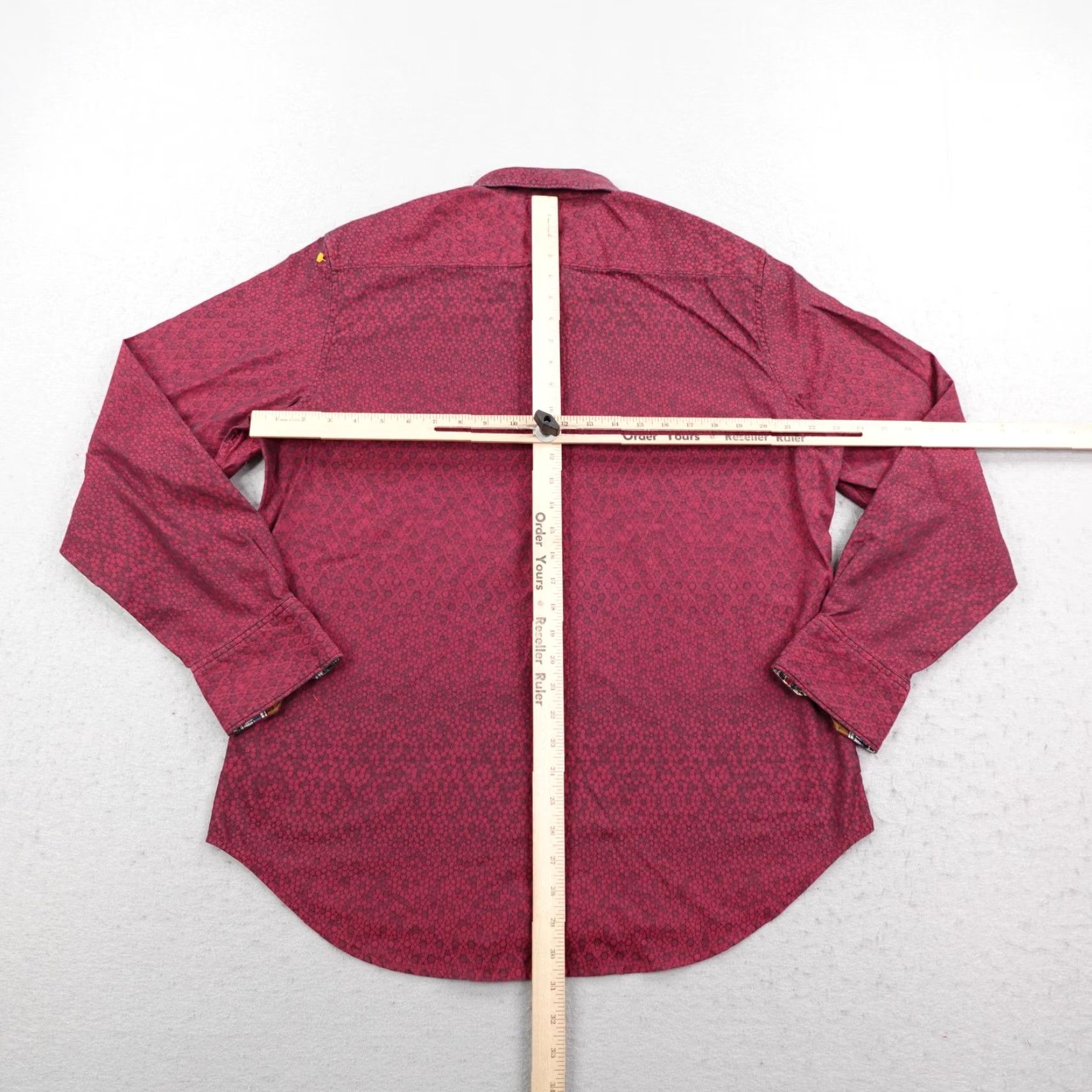Robert Graham Robert Graham Shirt Mens Large Burgundy Red Geometric Print Long Sleeve Button-Up Flip Cuffs, Classic Fit Size US L / EU 52-54 / 3 - 7 Thumbnail