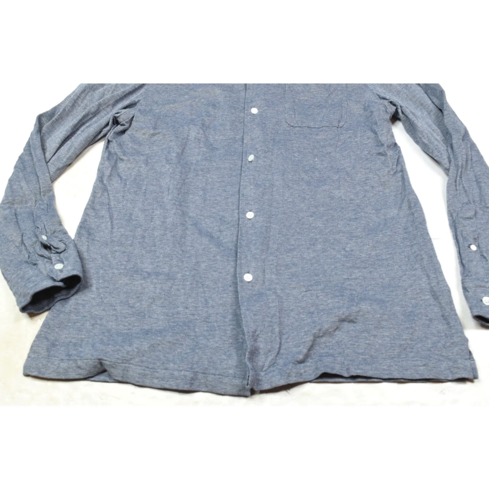 CO Guideboat Co Loop Collar Shirt Blue Woven Cotton Long Sleeve ButtonUp Mens Large Size US L / EU 52-54 / 3 - 4 Thumbnail