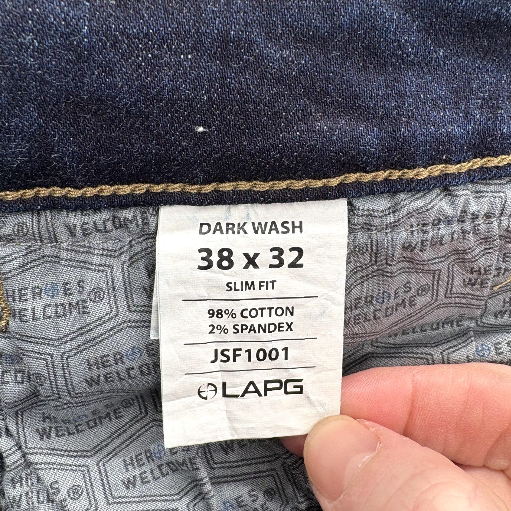 Denime LAPG Terrain Flex Jeans Mens 38x32 Blue Dark Wash Slim Straight Stretch Denim Jeans Size US 38 / EU 54 - 5 Thumbnail