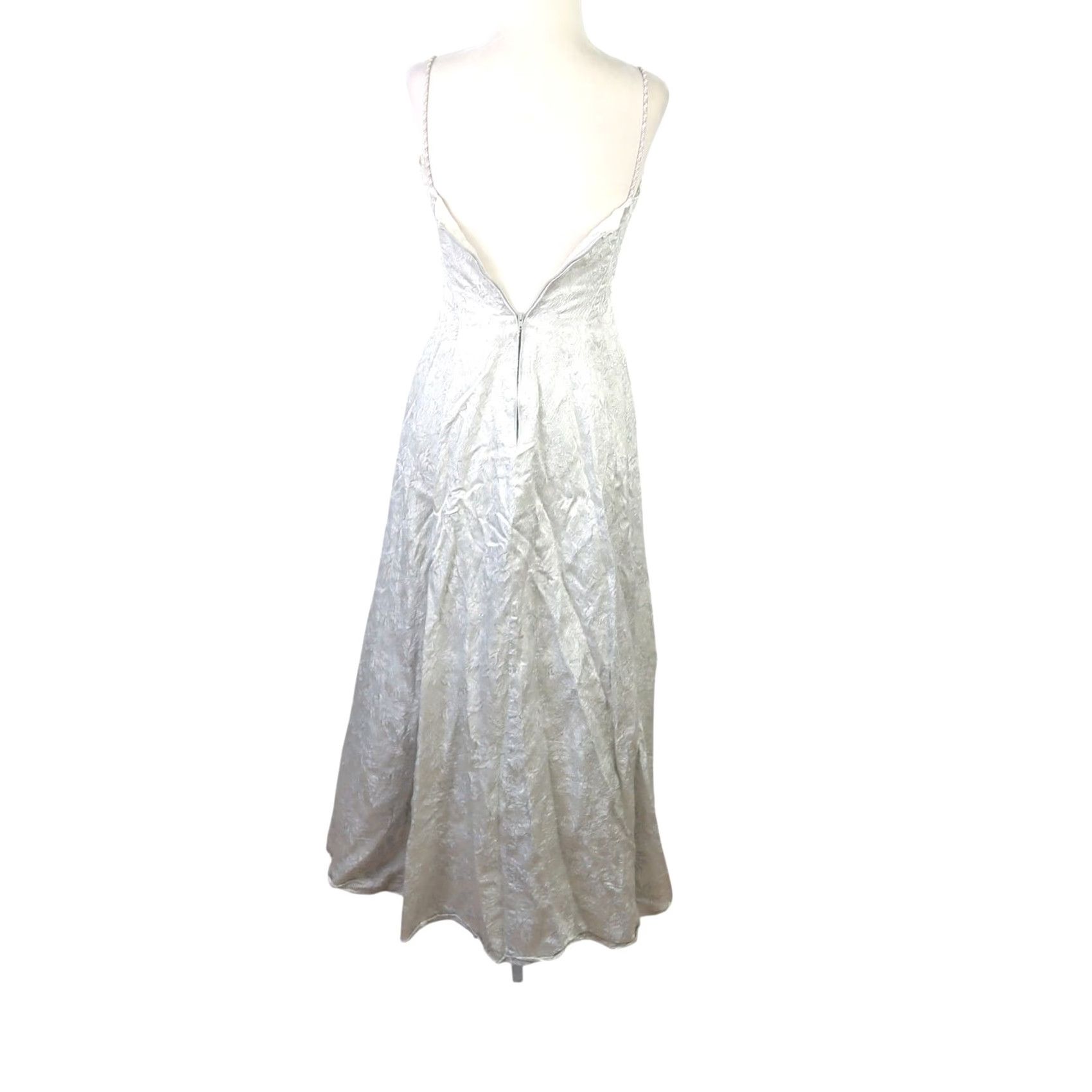 Vintage VINTAGE 80s Dave & Johnny Silver Floral Brocade Jacquard Midi Dress Ladies XS Formal Party Prom Dress Size XS / US 0-2 / IT 36-38 - 4 Thumbnail