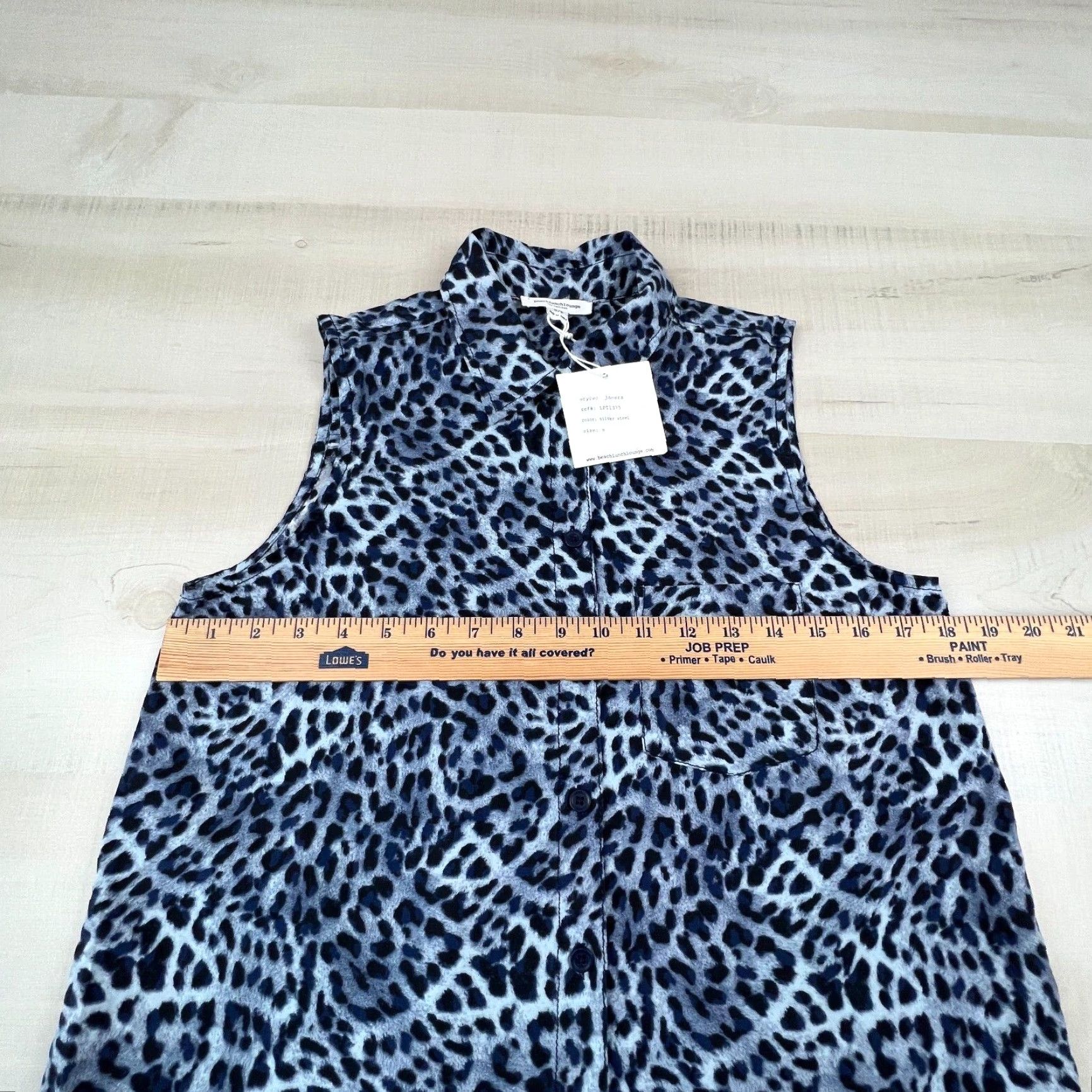 Vintage VINTAGE Beach Lunch Lounge Womens Top Small Blue Leopard Sleeveless Button Up Shirt New Size S / US 4 / IT 40 - 7 Thumbnail