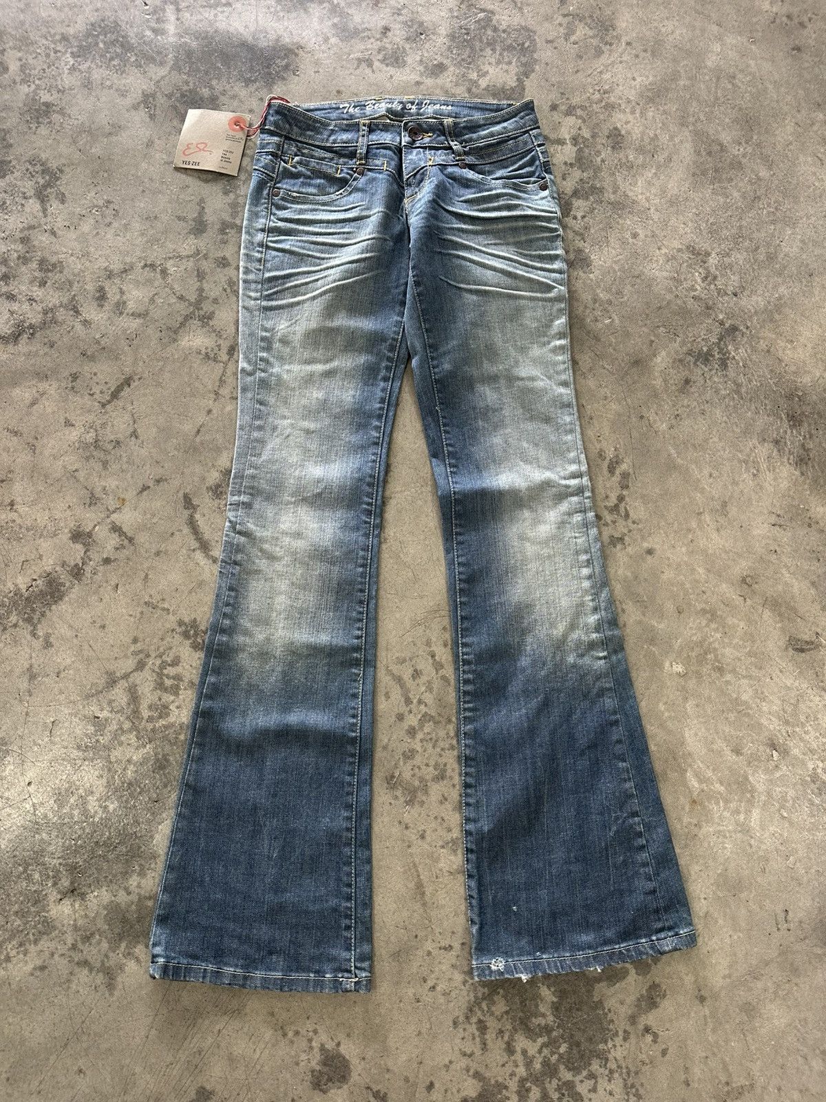 Yes Zee Whisker Wash Flared Jeans