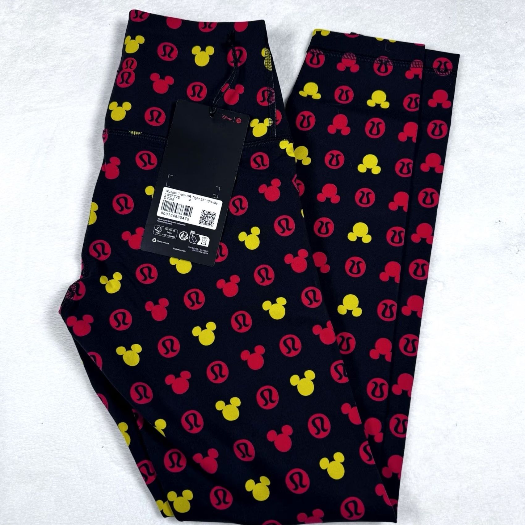Lululemon Lululemon x Disney Mickey Leggings Size 4 Wunder Under High Rise 25" NWT Black Nylon Cropped Women Size 42" / US 20 - 2 Thumbnail