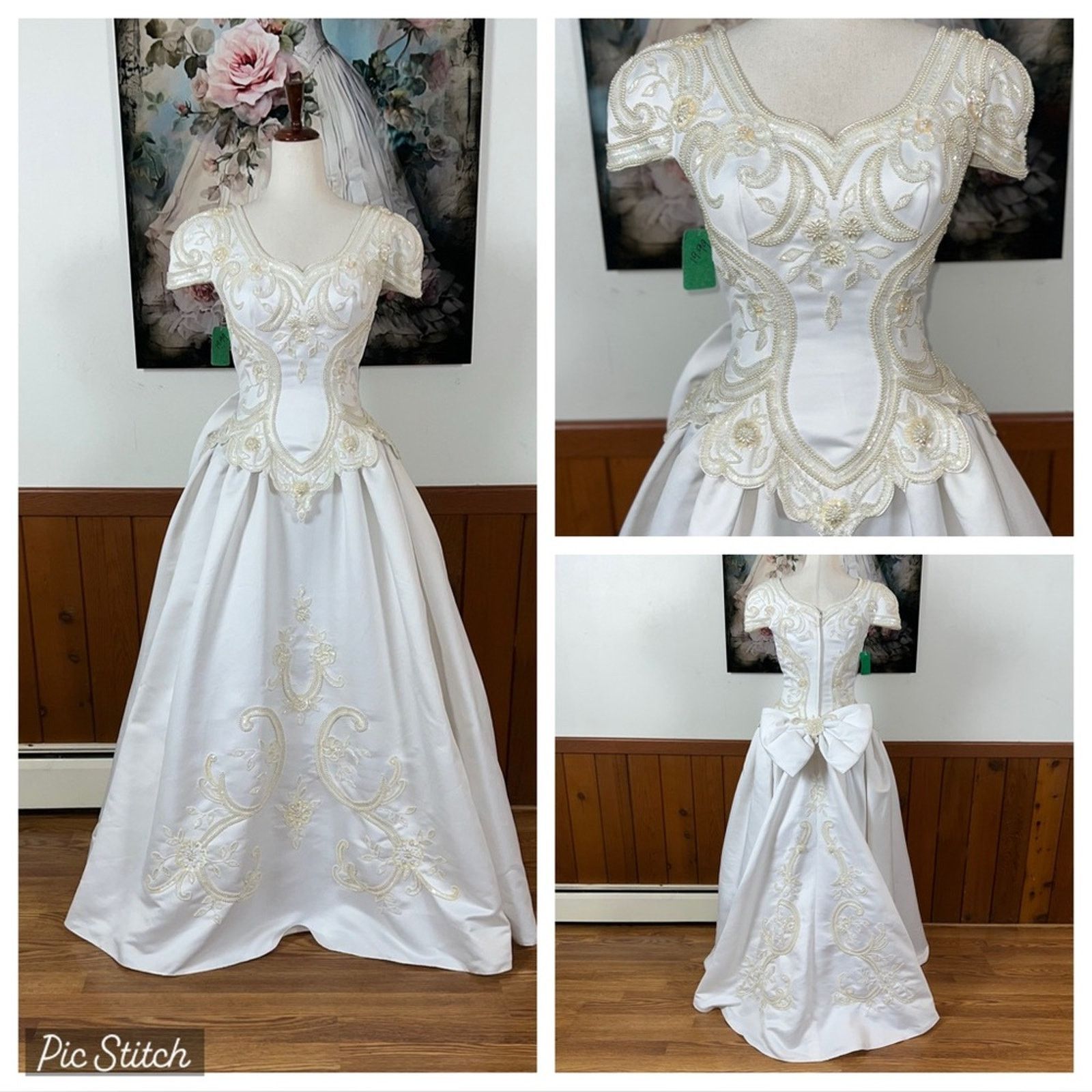 Vintage New Vintage 1980s/90s Forever Yours Beaded Wedding Gown! Size L / US 10 / IT 46 - 1 Thumbnail