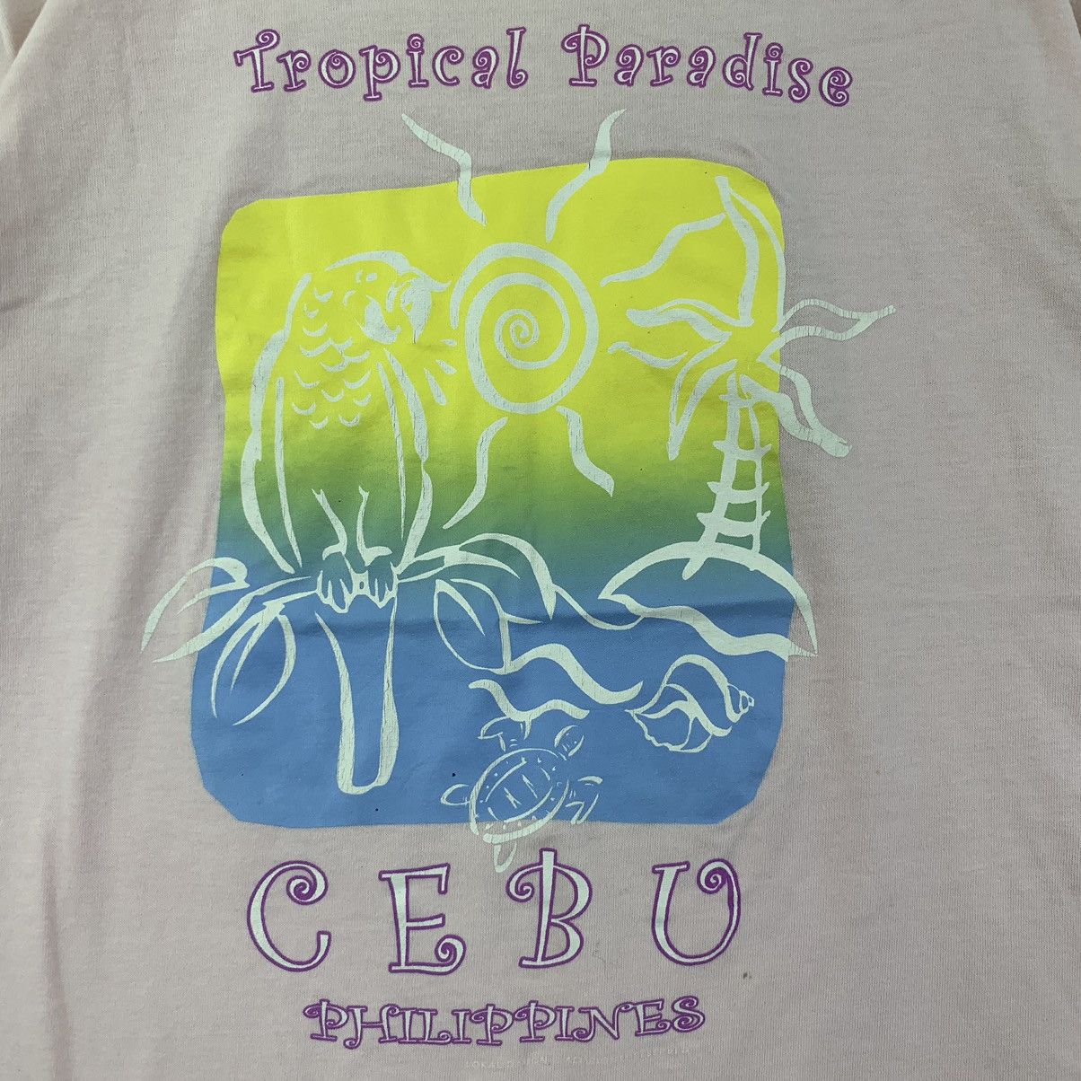 Vintage Vintage CEBU TROPICAL PARADISE Island Tee Shirt Top Pink Size M / US 6-8 / IT 42-44 - 3 Thumbnail