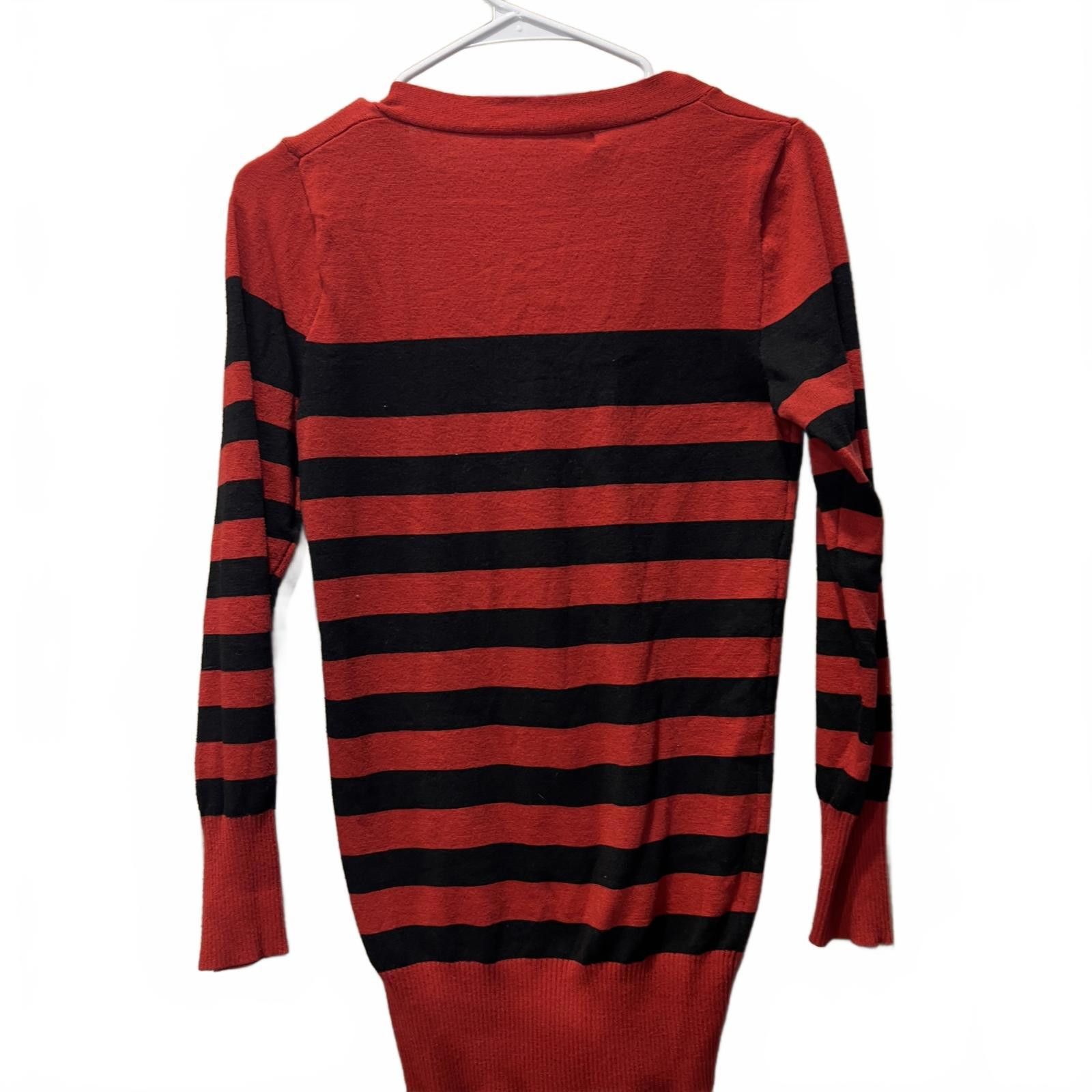 Other Mia Mia Red and Black Striped Women's Cardigan Sweater Size M / US 6-8 / IT 42-44 - 3 Thumbnail