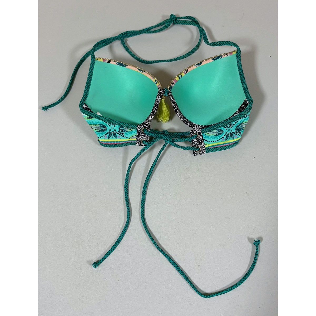 Other Teal Floral Boho Push-Up Bikini Top Bathing Suit Size 34B 💚✨ Size S / US 4 / IT 40 - 3 Thumbnail
