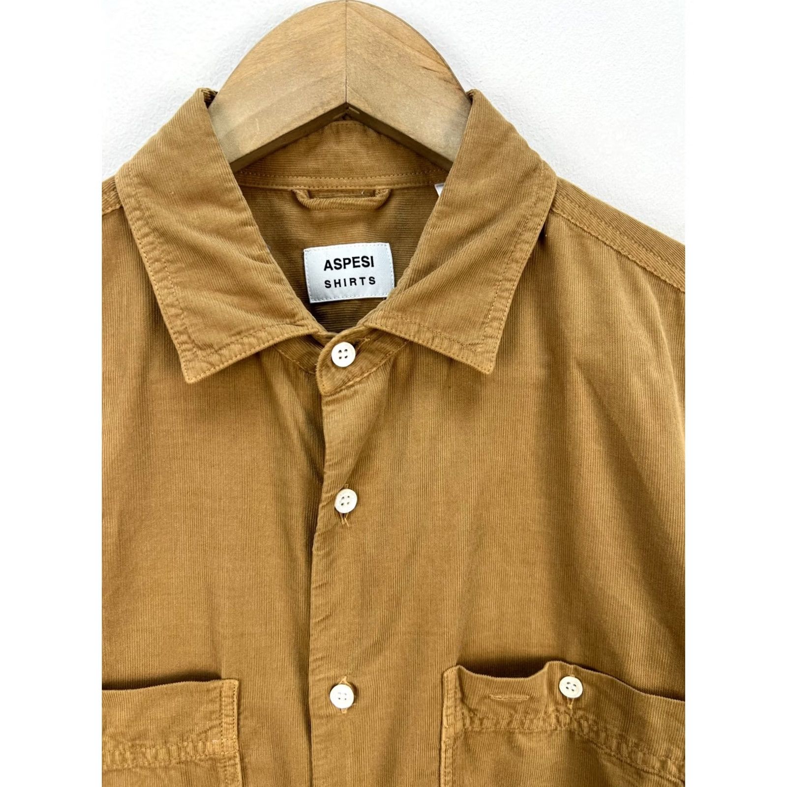 Aspesi ASPESI Mens Corduroy Shirt Brown Tan Button Up Cotton Long Sleeve S Size US S / EU 44-46 / 1 - 2 Thumbnail