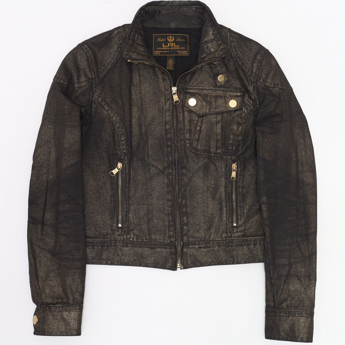 Ralph Lauren Ralph Lauren Jeans Co Bronze Brown Glitter jacket Biker Crop Size XS / US 0-2 / IT 36-38 - 3 Thumbnail