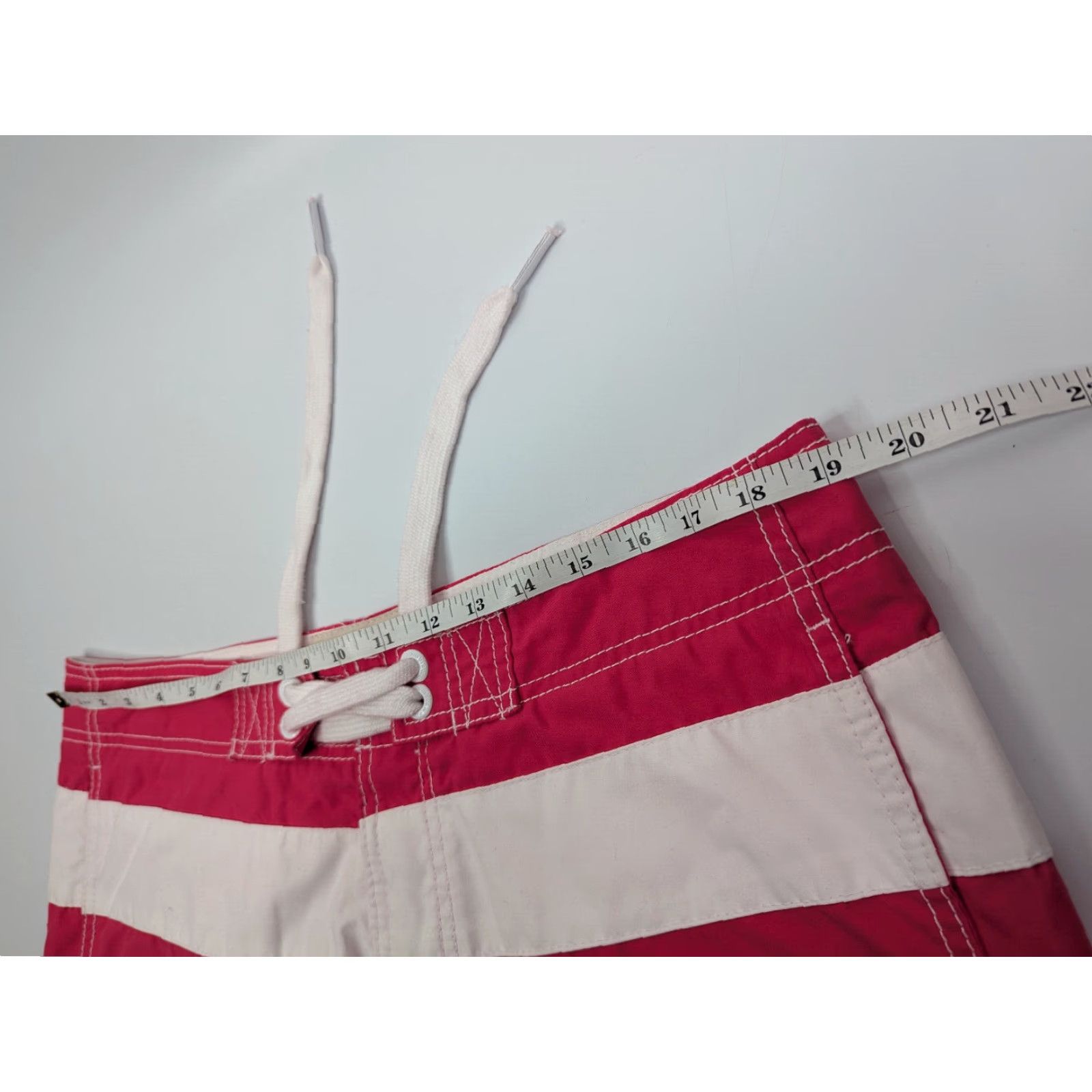 Abercrombie & Fitch Abercrombie & Fitch Swim Trunks Mens XL Pink White Stripe Unlined Drawstring Size ONE SIZE - 5 Thumbnail