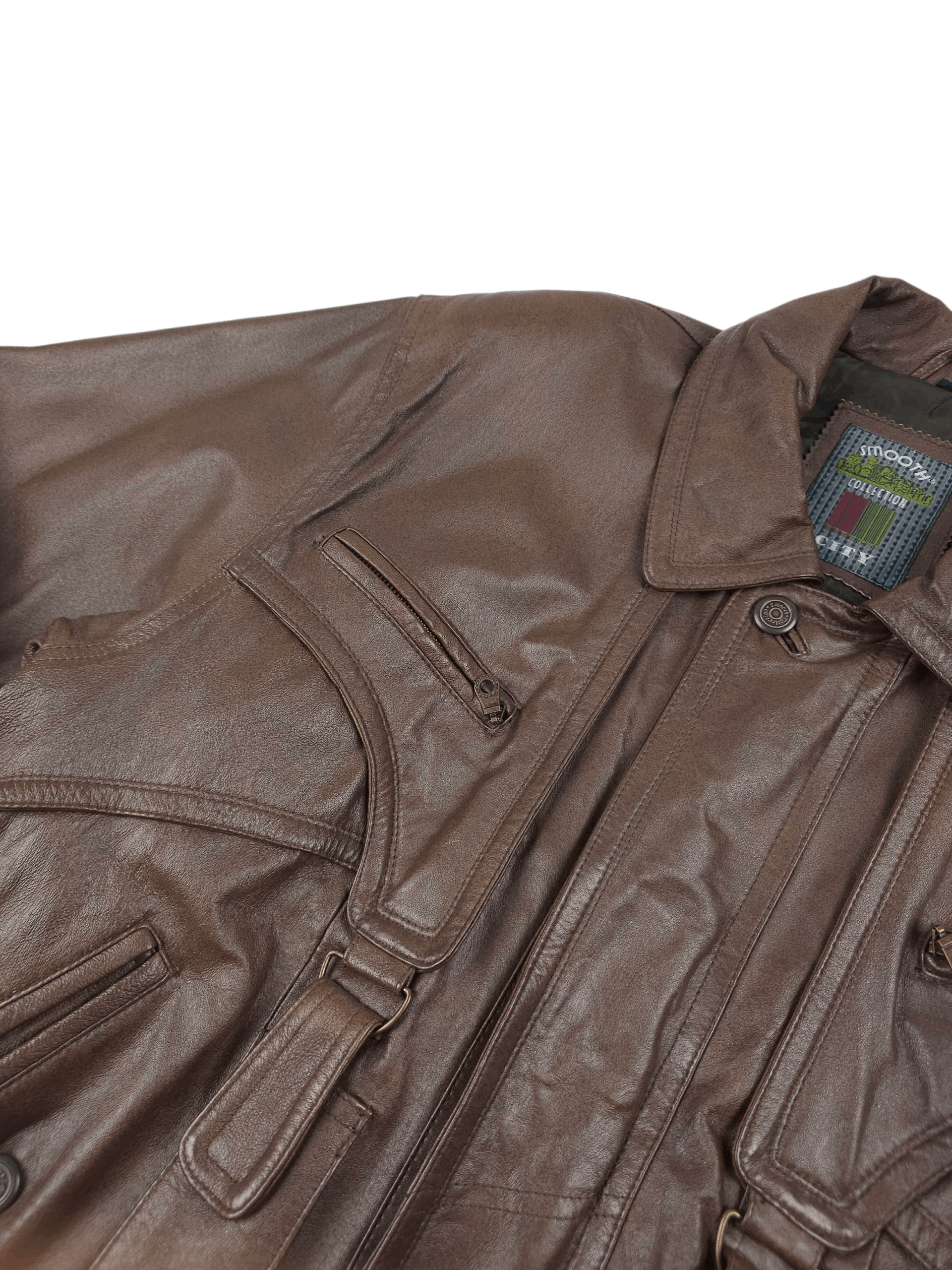 Vintage 💎 90's Vintage Leather Utility Bomber Biker Jacket L Size US L / EU 52-54 / 3 - 3 Thumbnail